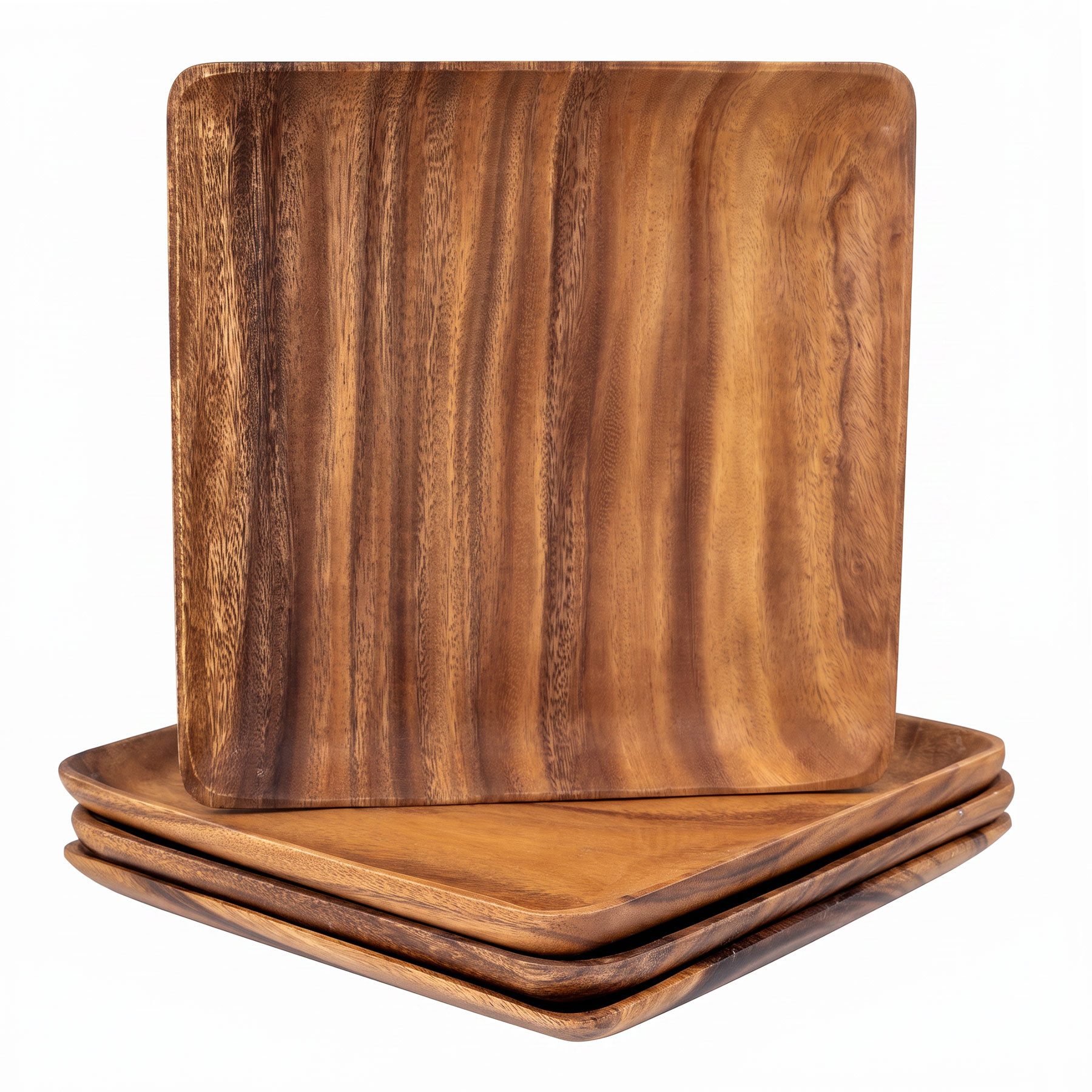 Levandeo® Teller, 4er Set Akazienholz Teller 30x30cm Holzteller Dekoschale Tischdeko
