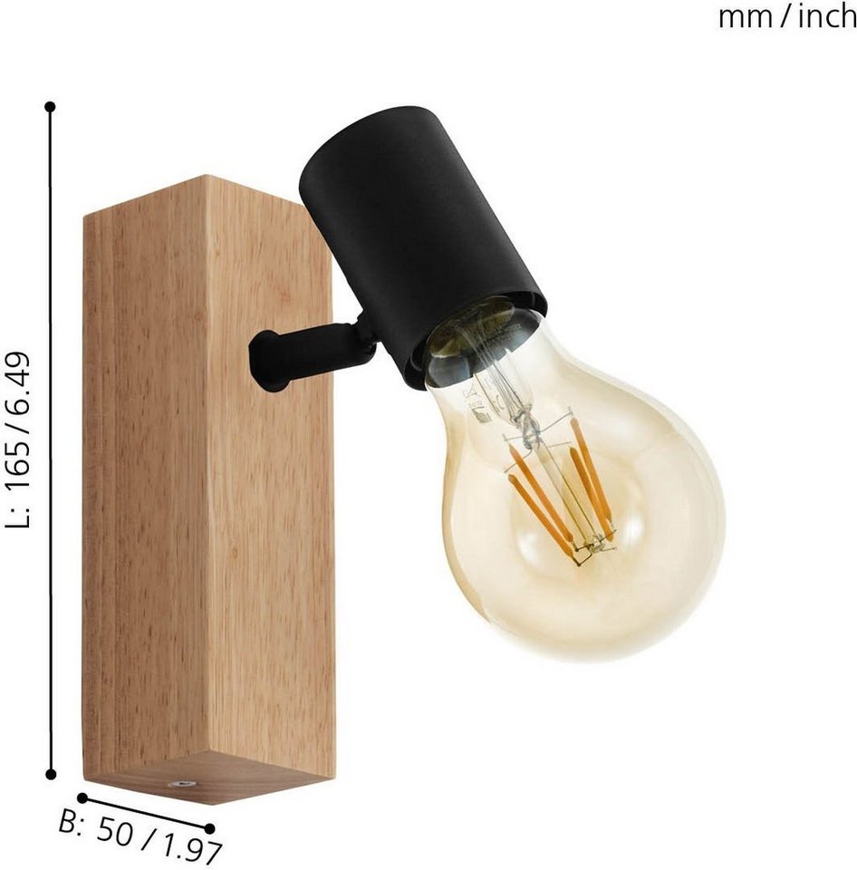 3, Leuchtmittel, TOWNSHEND Leuchtmittel Im wechselbar, ohne Design zeitlosen EGLO Wandleuchte