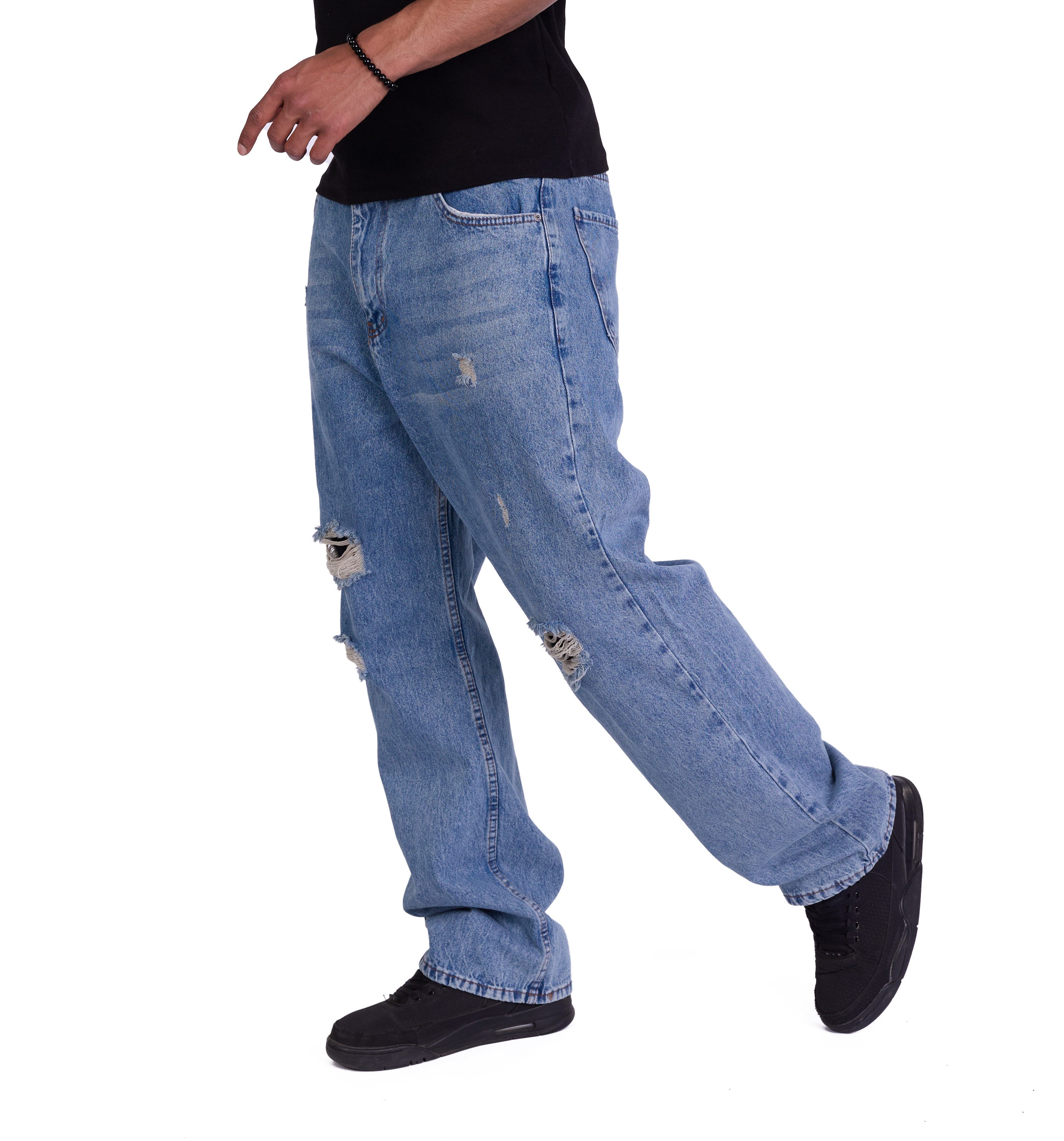 Denim Distriqt Loose-fit-Jeans Destroyed Herren Baggy günstig online kaufen