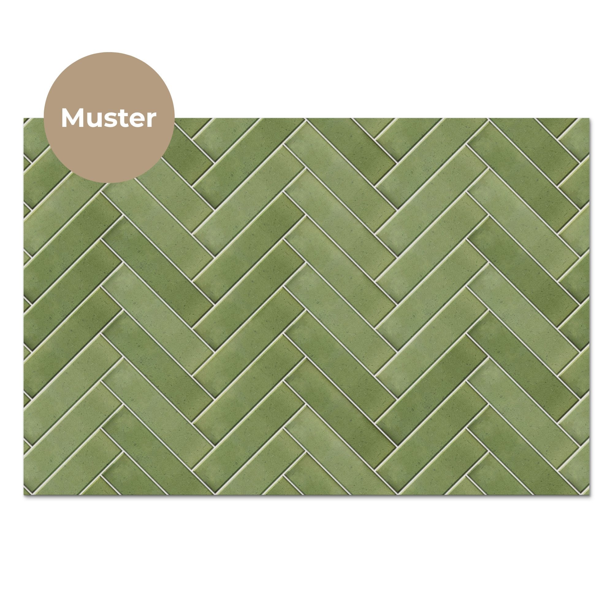 KitchenYeah Küchenrückwand Muster selbstklebend (keine Folie) Fischgrätmuster - Fliesen - Olivgrü, (1-tlg), Spritzschutz, Küche, Rückwand, Küchenwand, Küchenfront, 30x20 cm