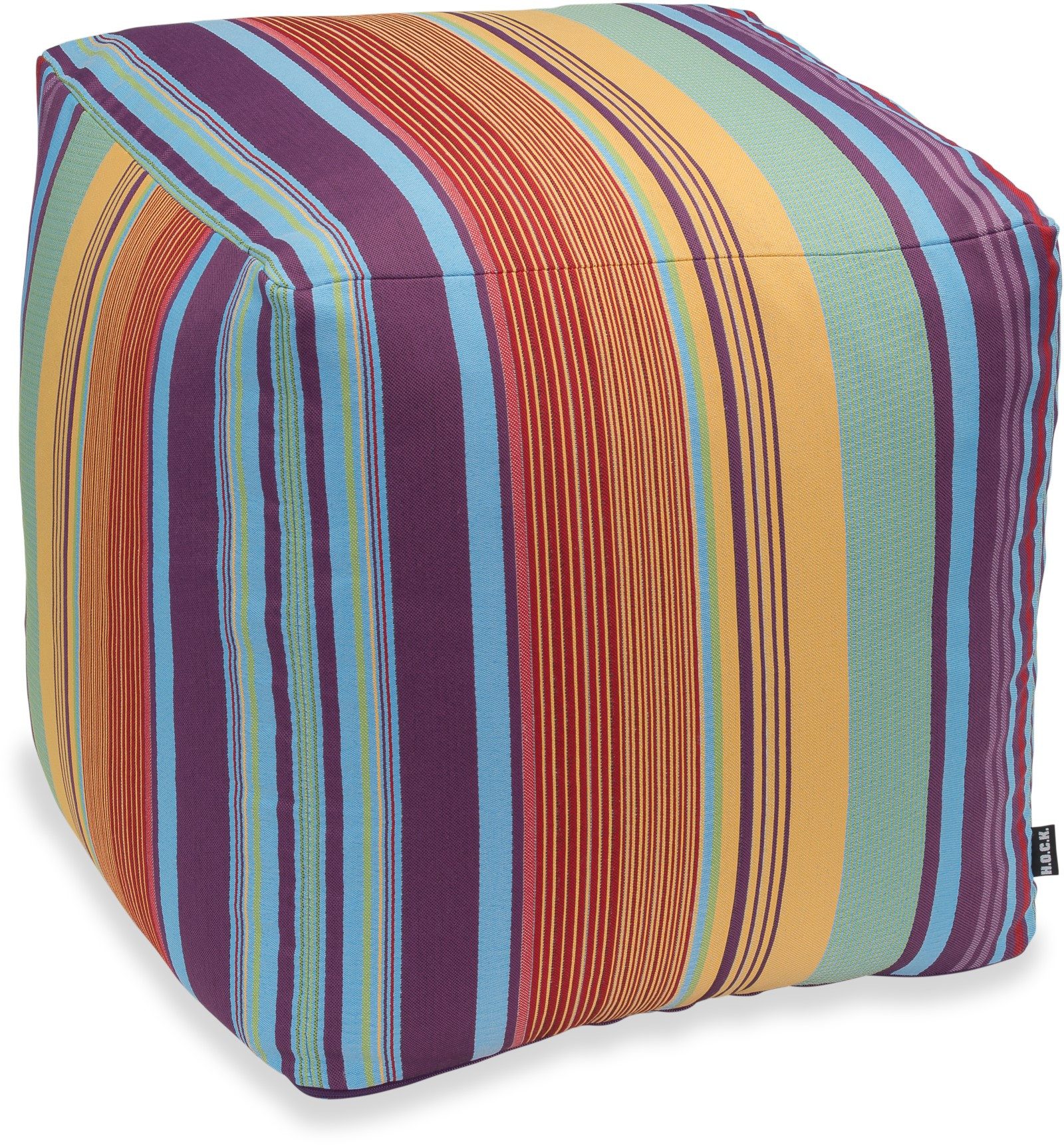 H.O.C.K. Sitzhocker H.O.C.K. Milane Bean Cube Pouf 40x40x40cm lila / gelb / hellblau, Hocker, Barhocker & Sitzhocker, Pouf, Badhocker, Wohnzimmer Hocker