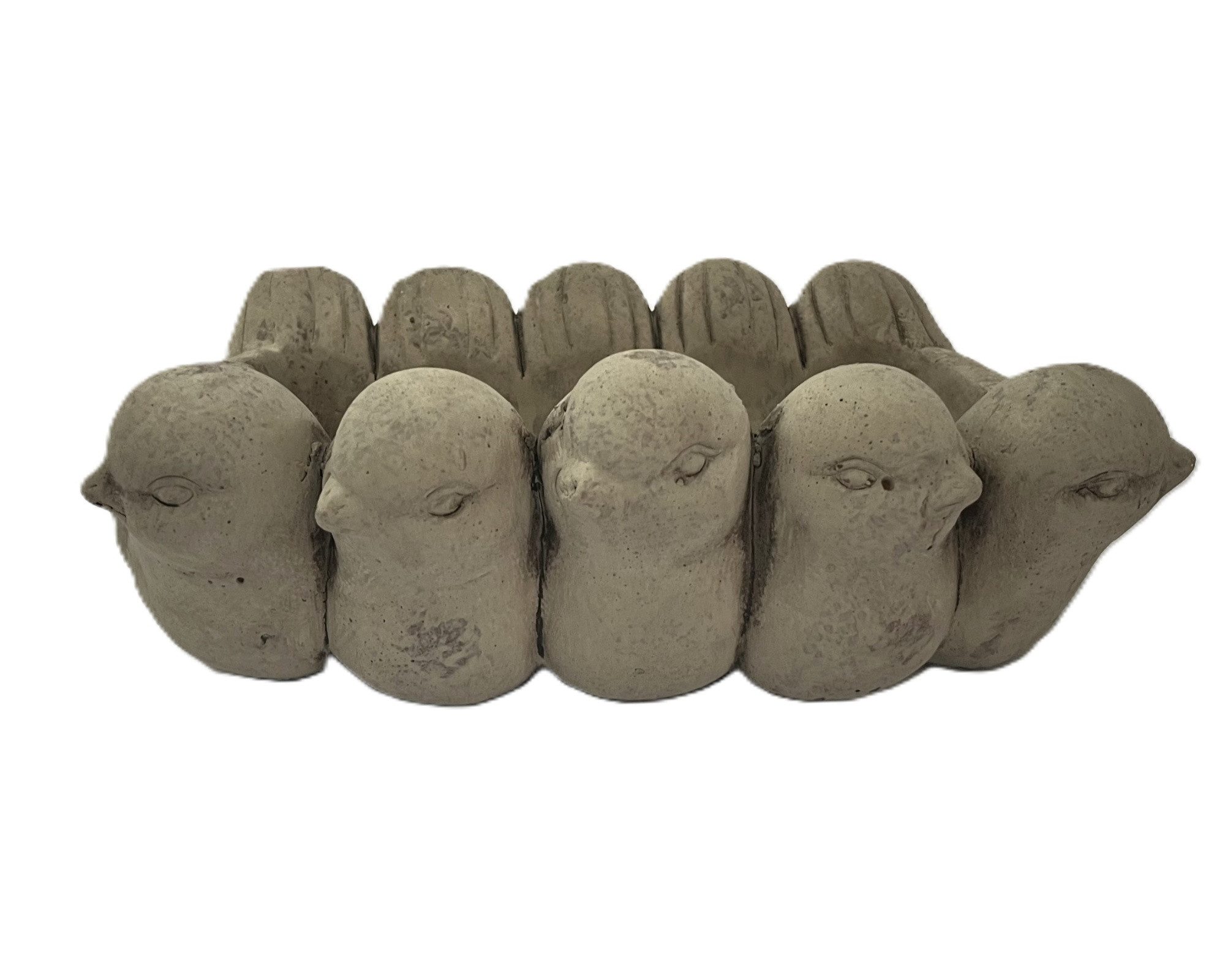 Clayre & Eef Pflanzschale Pflanzschale Übertopf Beton Grau Vogelmotiv Vintage 31 cm, Extra Schwer