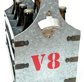 DanDiBo Flaschenträger Bierträger Metall mit Öffner 8 Zylinder V8 96404 Flaschenöffner