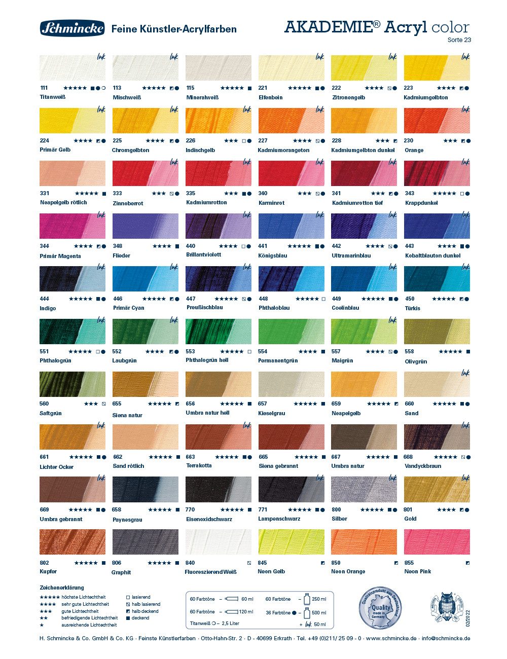 Schmincke Acrylfarbe AKADEMIE Acryl color, 60ml Alutube, Alle Farben