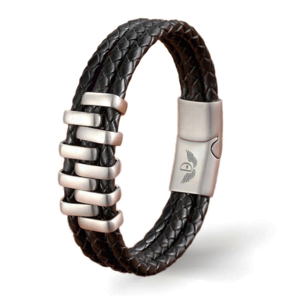 Lederarmband Leder Armband TRIPLE LAYER SILVER
