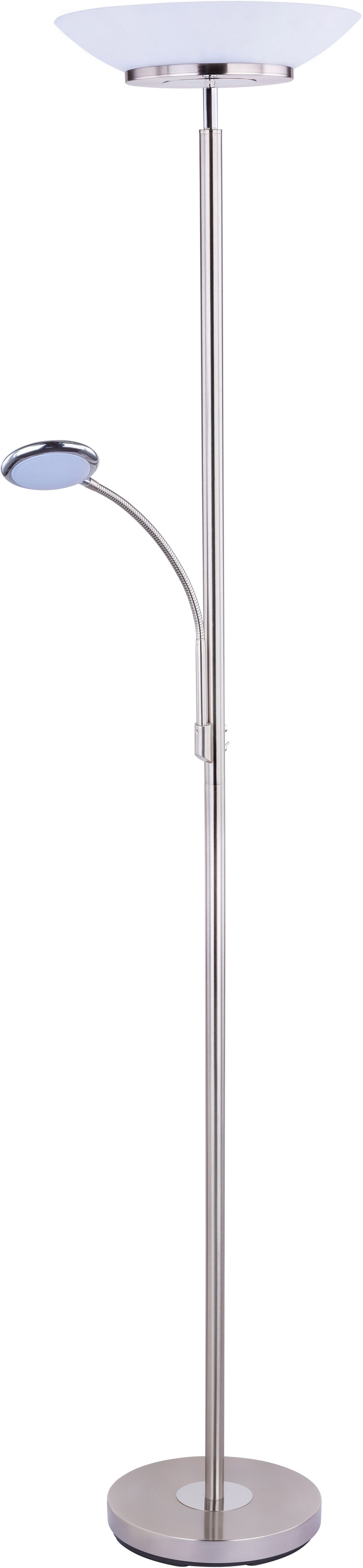 GLOBO LIGHTING Deckenfluter DECKENFLUTER NICKEL MATT, 1XLED, LED fest integriert, Stehlampe Stehleuchte Fluter Wohnzimmer Flur