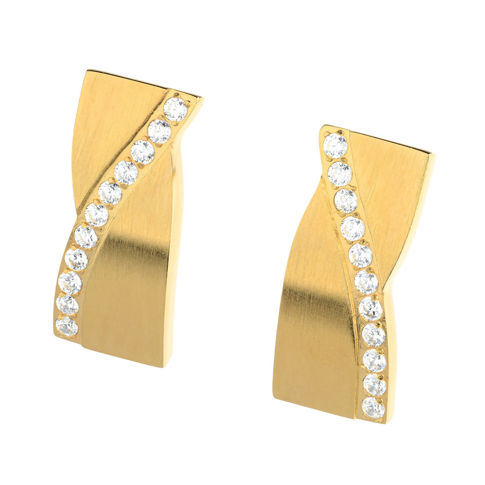 Ernstes Design Paar Ohrstecker Edelstahl goldfarbenmit Zirkonia E712