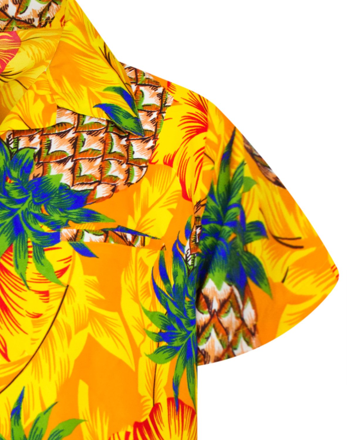 King Kameha Hawaiihemd Pineapple Hibiscus Funky Hawaii-Hemd Kurzarm Front-Tasche Unisex – Bild 4 von 5
