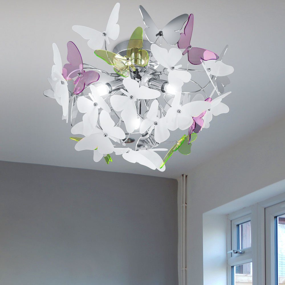 etc-shop Dekolicht, Design Kinder Deckenleuchte Schmetterling im für nicht Leuchtmittel Deckenlampe inklusive