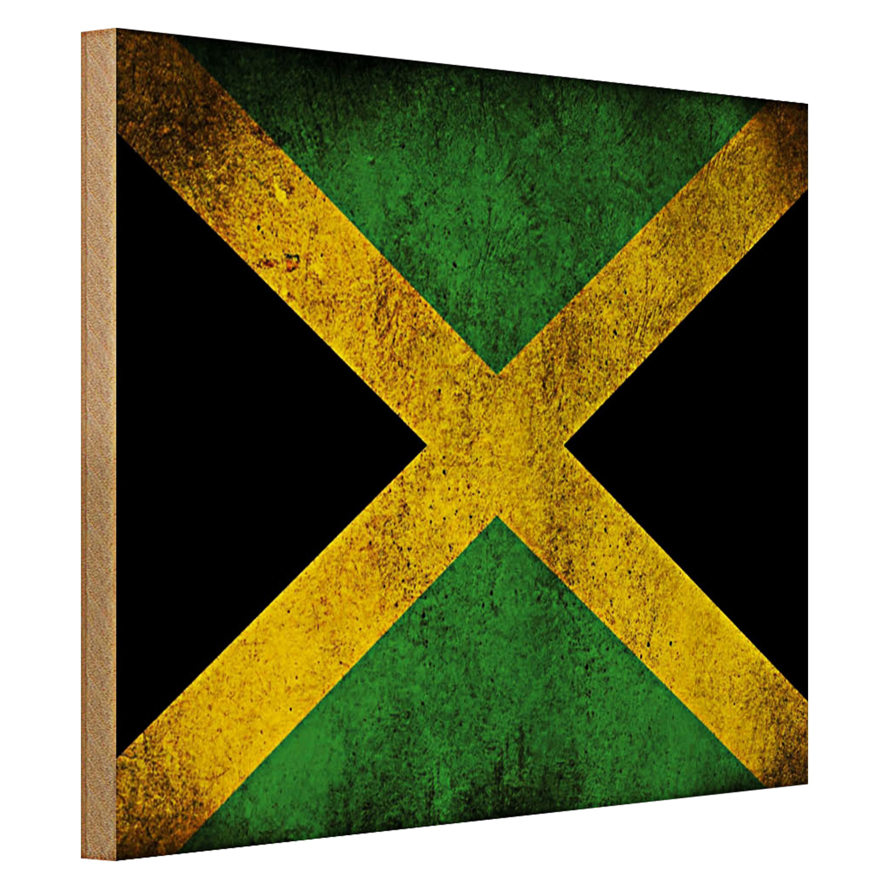 Roomando Holzbild Flagge 40x30cm Jamaika Fahne
