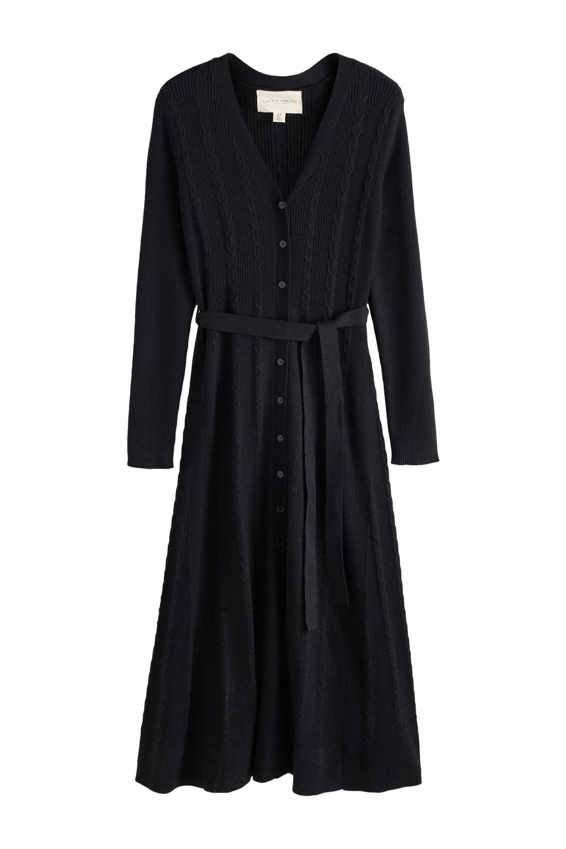 LAURA ASHLEY Midikleid Laura Ashley Midi-Kleid mit Zopfmuster und Gürtel (1-tlg)