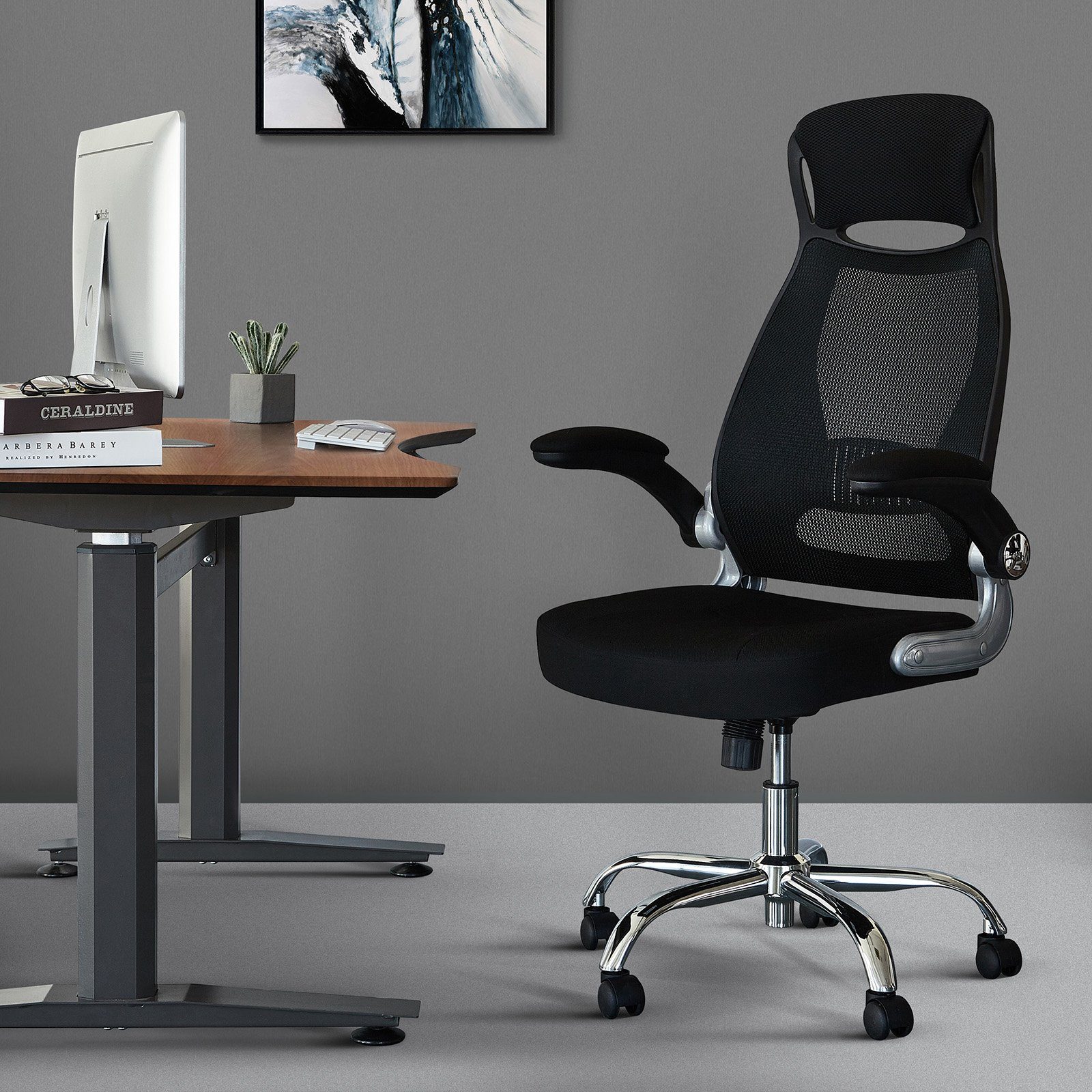 Intimate WM Heart Chefsessel Bürostuhl, Schreibtischstuhl, mit Hoher  Rückenlehne, Kopfstütze und klappbarer Armlehne