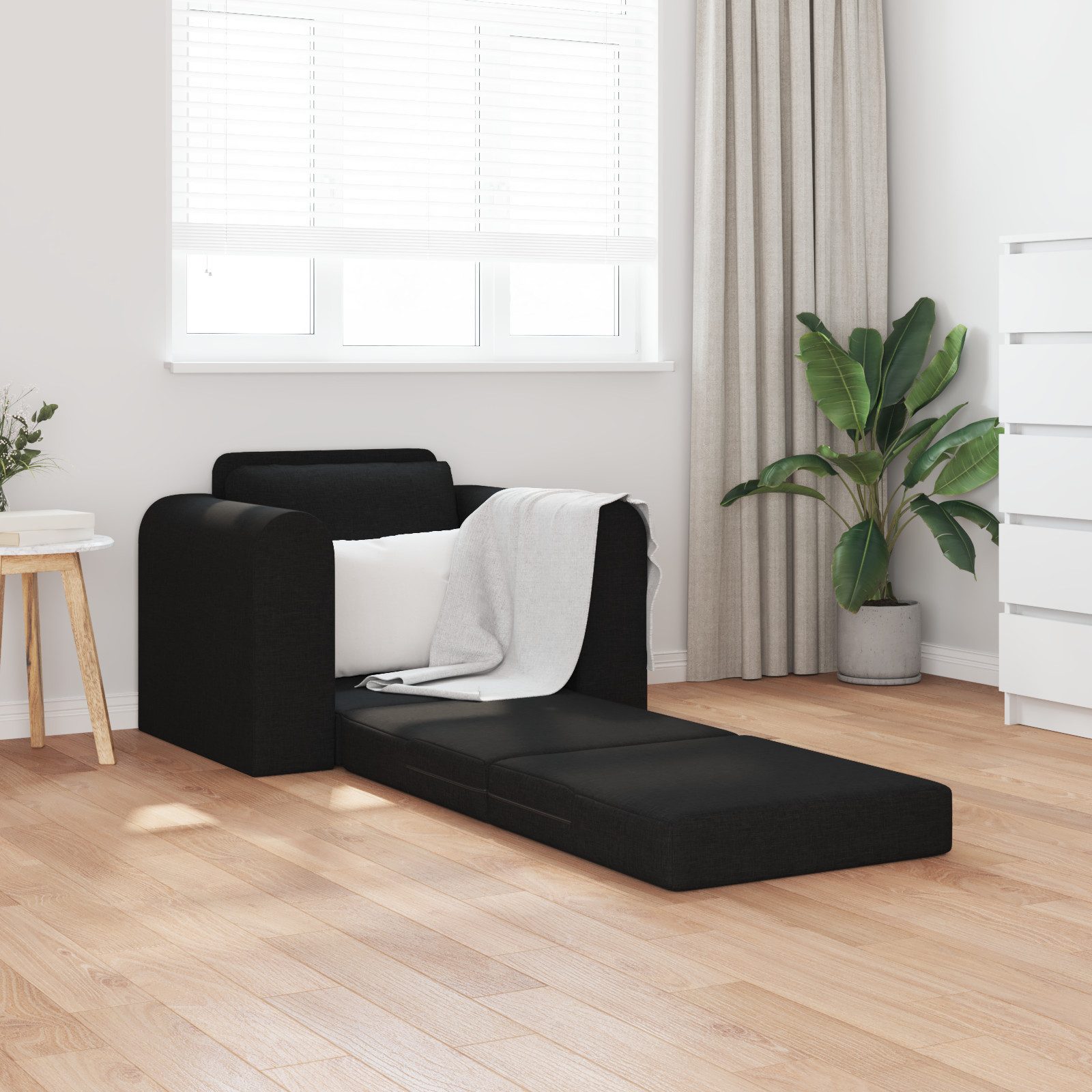 vidaXL Sofa Boden Schlafsofa 2-in-1 Schwarz günstig online kaufen