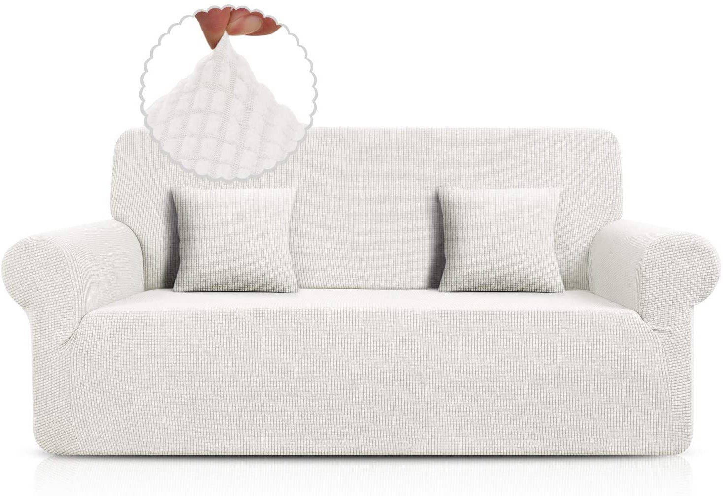 Sofabezug Super Stretch Sofabezug 1 Stück Universal Couchbezug für Sofahusse, Jormftte Beige,weiß