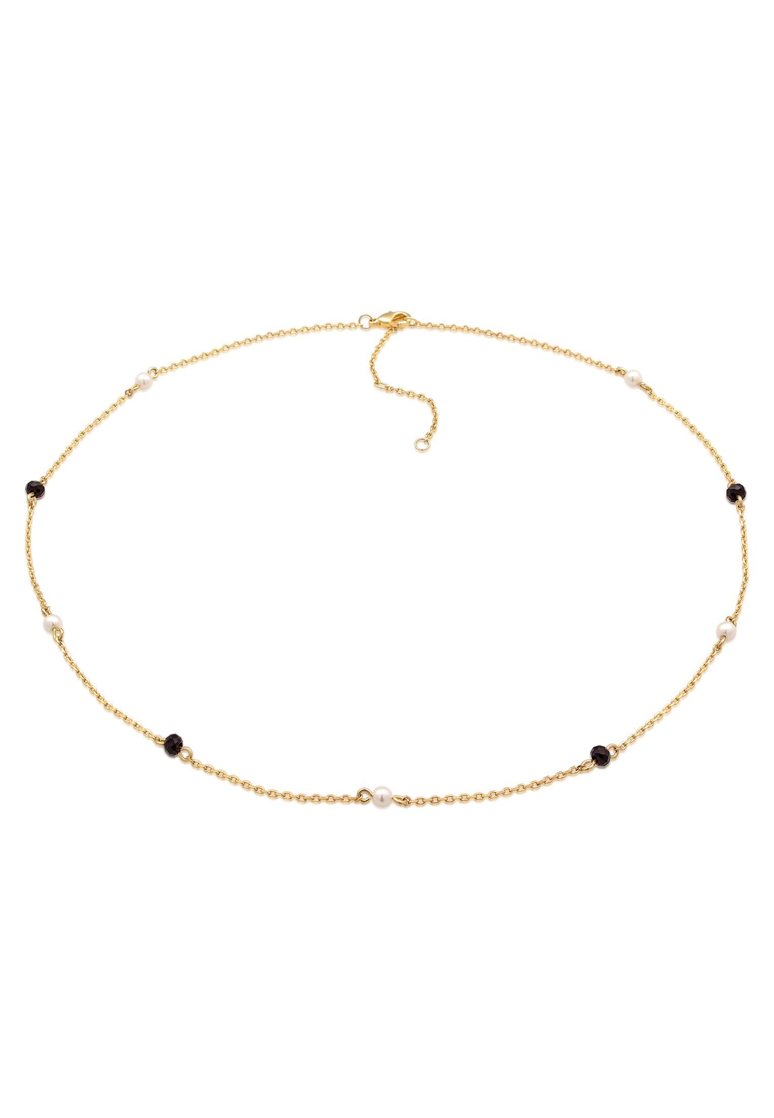 Elli Perlenkette Kristalle Perlen Zart Elegant Goldfarben