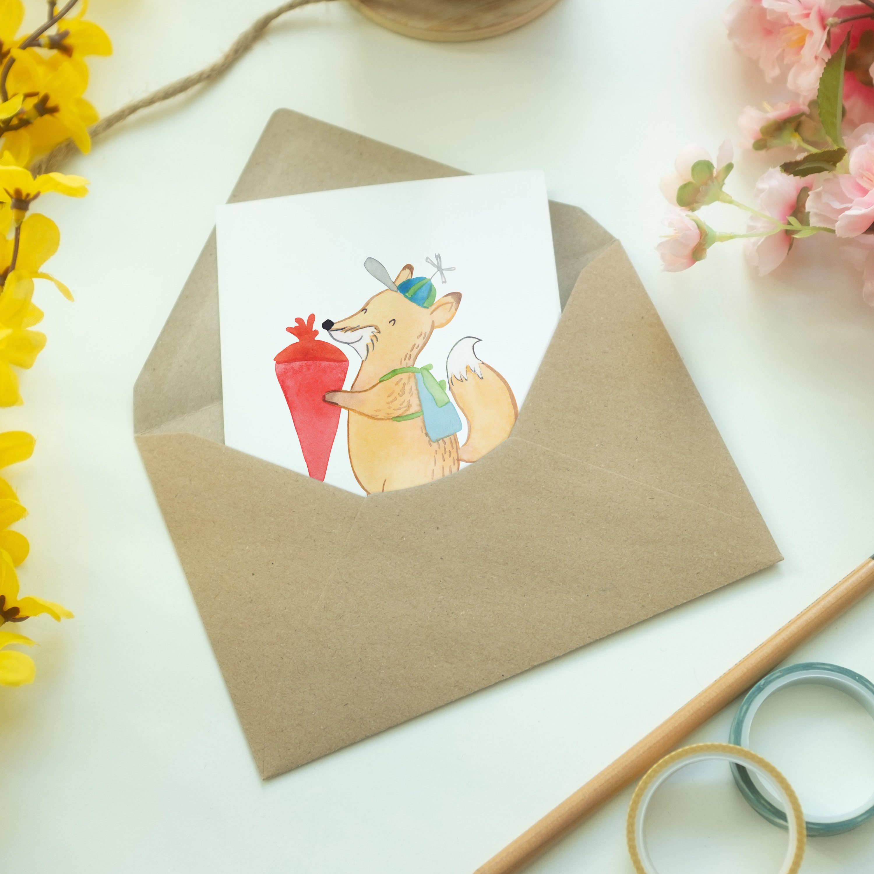 Mr. & Mrs. Sprüche, - Weiß Grußkarte Geburtstagskarte - Panda Geschenk, Fuchs Schulkind lustige