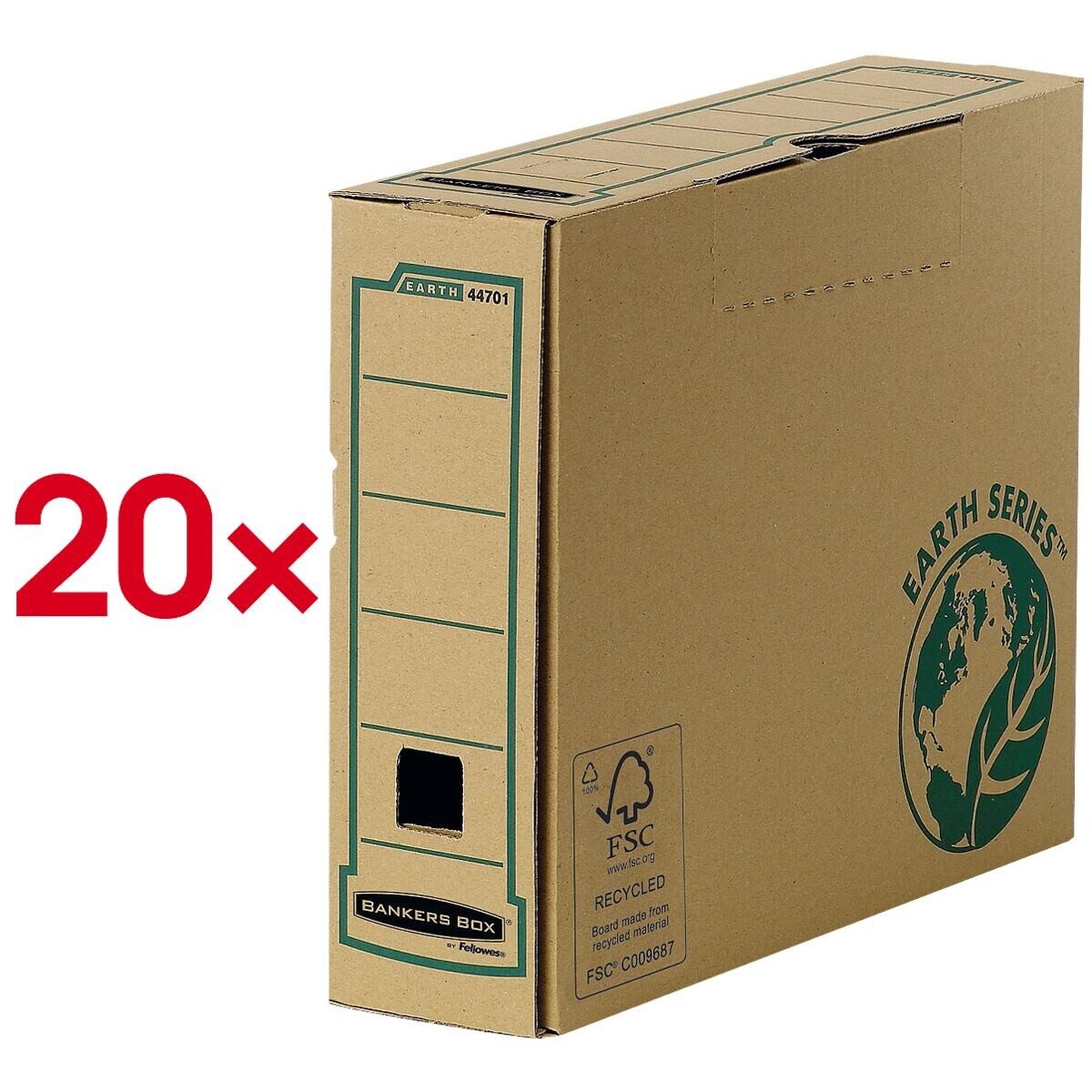 BANKERS BOX EARTH SERIES Archivcontainer Earth (20 St), Ablagebox aus 100% Recyclingkarton