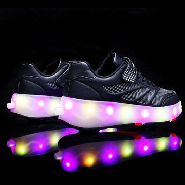 HUSKSWARE Rollschuhe, (Zwei-in-Eins-Rollschuhe, 4-Rad Roller Skates Laufsportschuhe, Verstecktes Hinterrad), Leuchtende Rollschuhe für Kinder