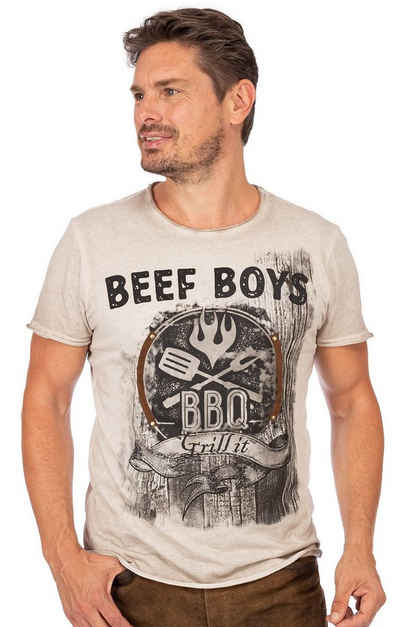 Hangowear Trachtenshirt »T-Shirt BEEFBOYS greige«