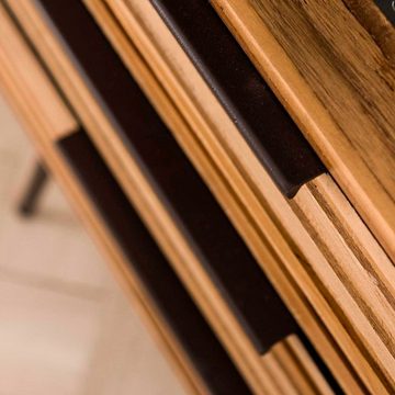 RINGO-Living Sideboard Massivholz Kommode Vaiana mit 3 Schubladen in Natur-dunkel und Schwarz, Möbel