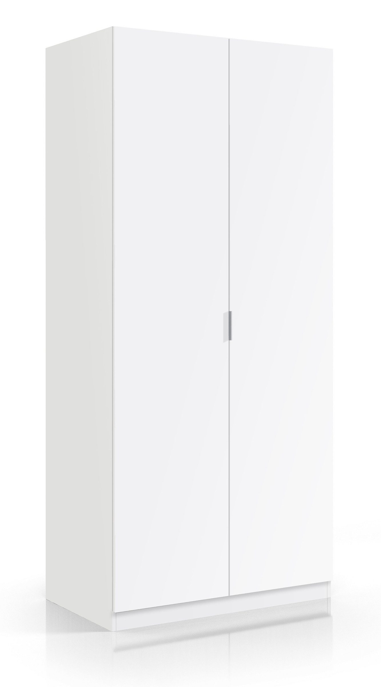 freiraum Kleiderschrank LC-180 2 Türen, Kleiderstange, Ablageboden, Weiß - 81x180x52 (BxHxT)