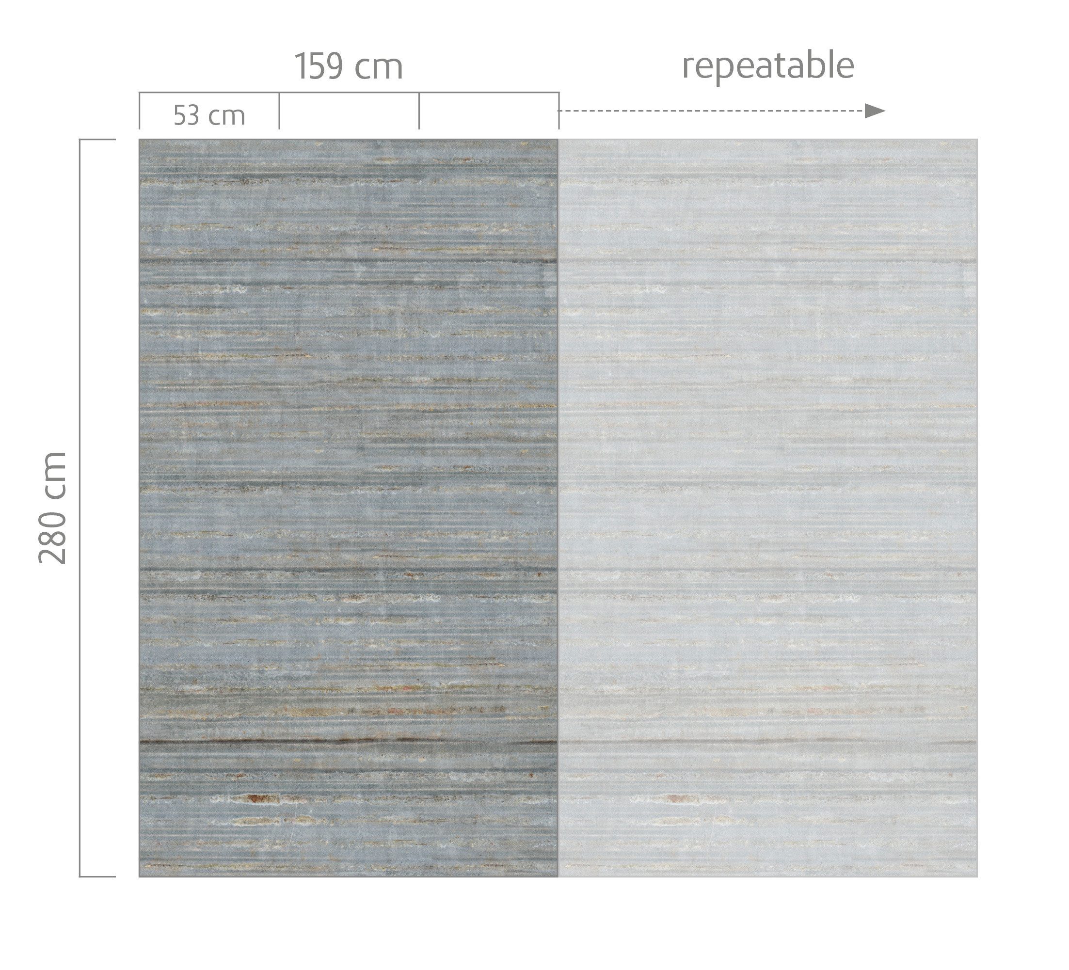Rasch Fototapete Betonoptik in Grau-Blau - Factory VI - 280 cm x 159 cm, strukturiert, urban, matt, (1 Rolle, 1 St), Industrial