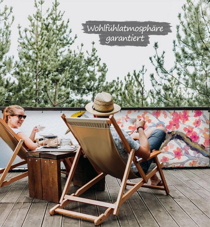 Thumbnail - MyMaxxi Sichtschutzelement Balkonbanner Vogel Wasserfarben Balkon Sichtschutz Garten