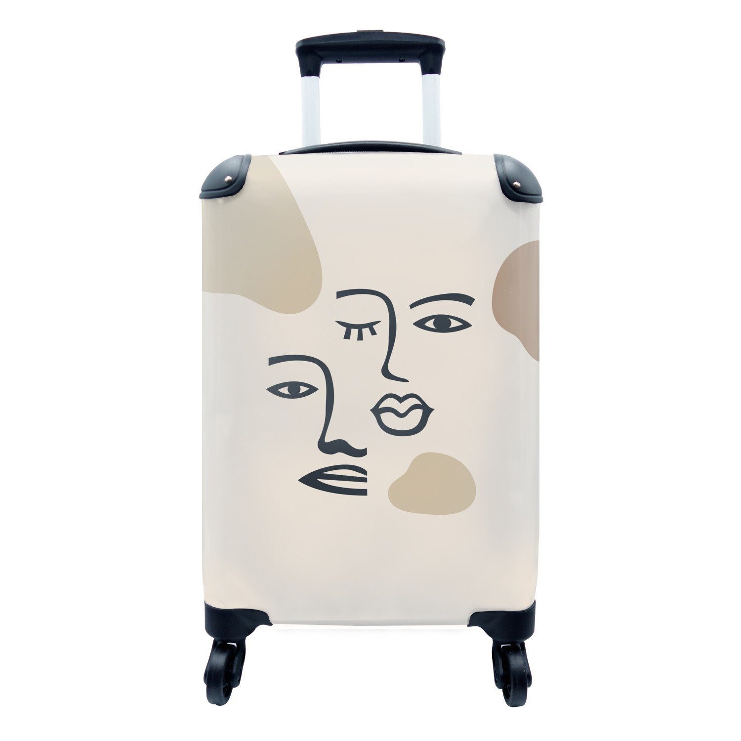 MuchoWow Handgepäckkoffer Pastell - Farben - Gesichter, 4 Rollen, Reisetasche mit rollen, Handgepäck für Ferien, Trolley, Reisekoffer