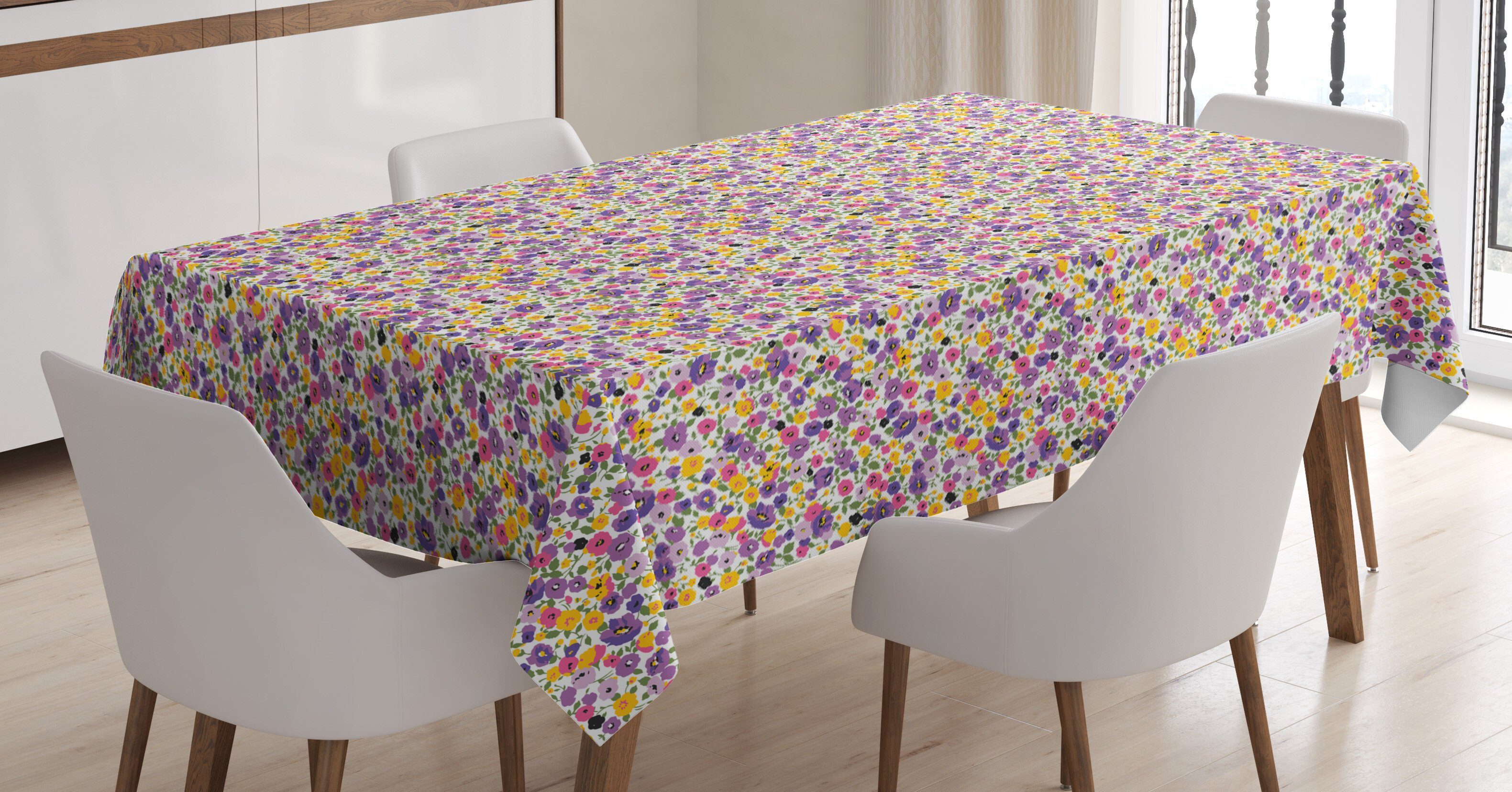Abakuhaus Tischdecke Farbfest Waschbar Für den Außen Bereich geeignet Klare Farben, Blumen Blühender Frühling Blumen