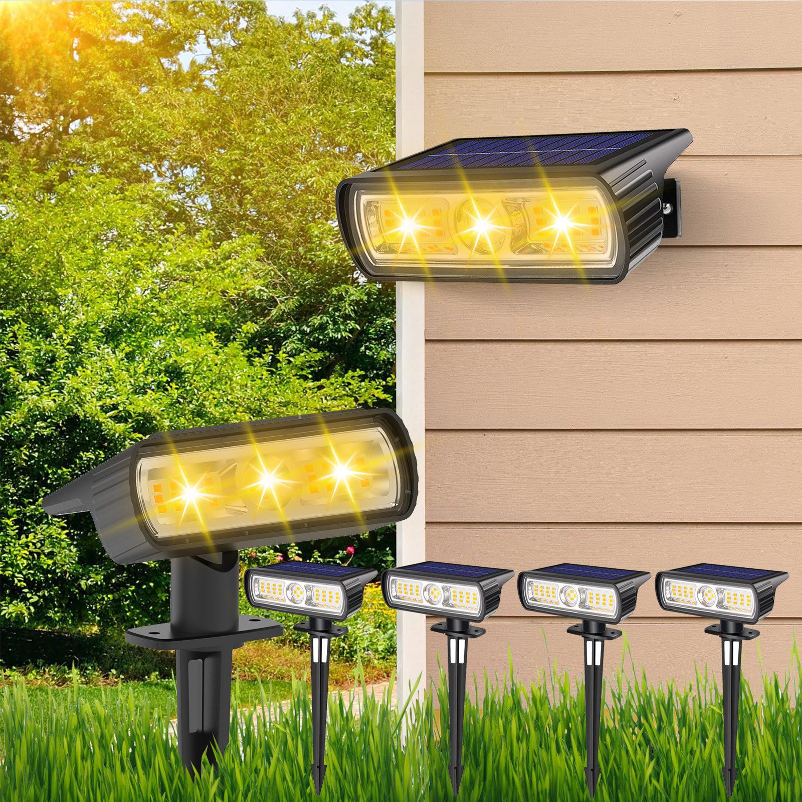 Sunicol Gartenstrahler Solarlampen für außen, 4 günstig online kaufen