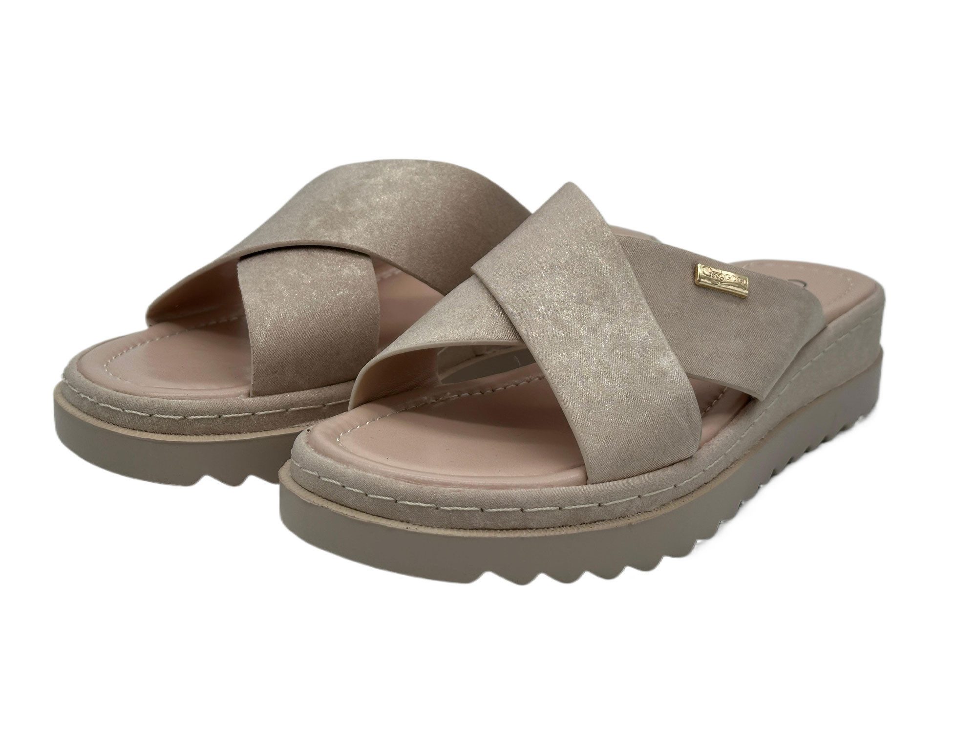 Nowaland Damen Pantoletten mit gekreuzten Riemen – Leichte Sommer Slides Pantolette Minimalistisch, leicht gepolstert, flexibel & bequem