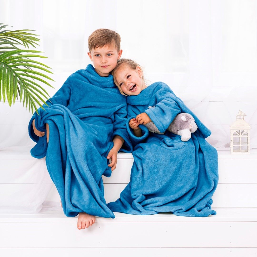 Kinderdecke Kuscheldecke für Kinder mit Ärmeln Fleecedecke Microfaser