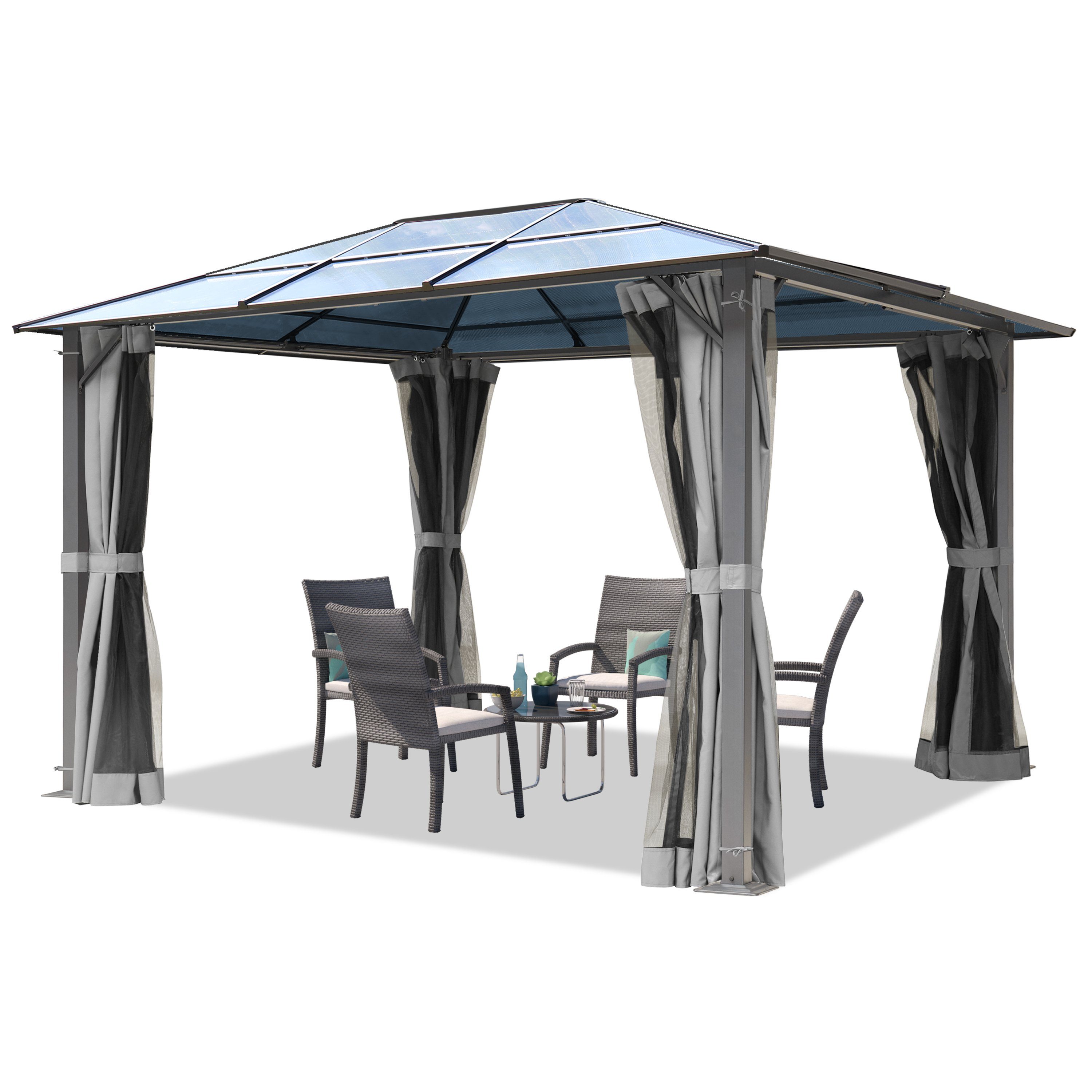 TOOLPORT Pavillon Gartenpavillon Moonlight Deluxe grau, mit 4 Seitenteilen, günstig online kaufen