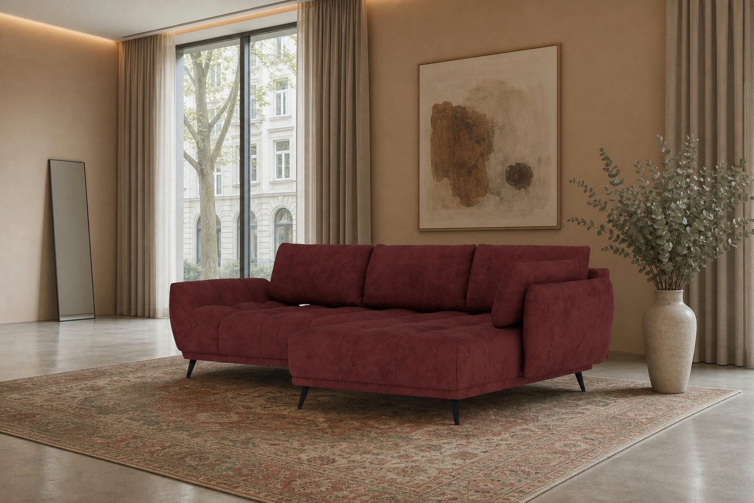 foamnova Schlafsofa Ferrara, mit Recamiere, Maße B 270 × T 169 × H 68 cm, Liegefläche 208 x 130 cm plus Bettkasten für Bettzeug