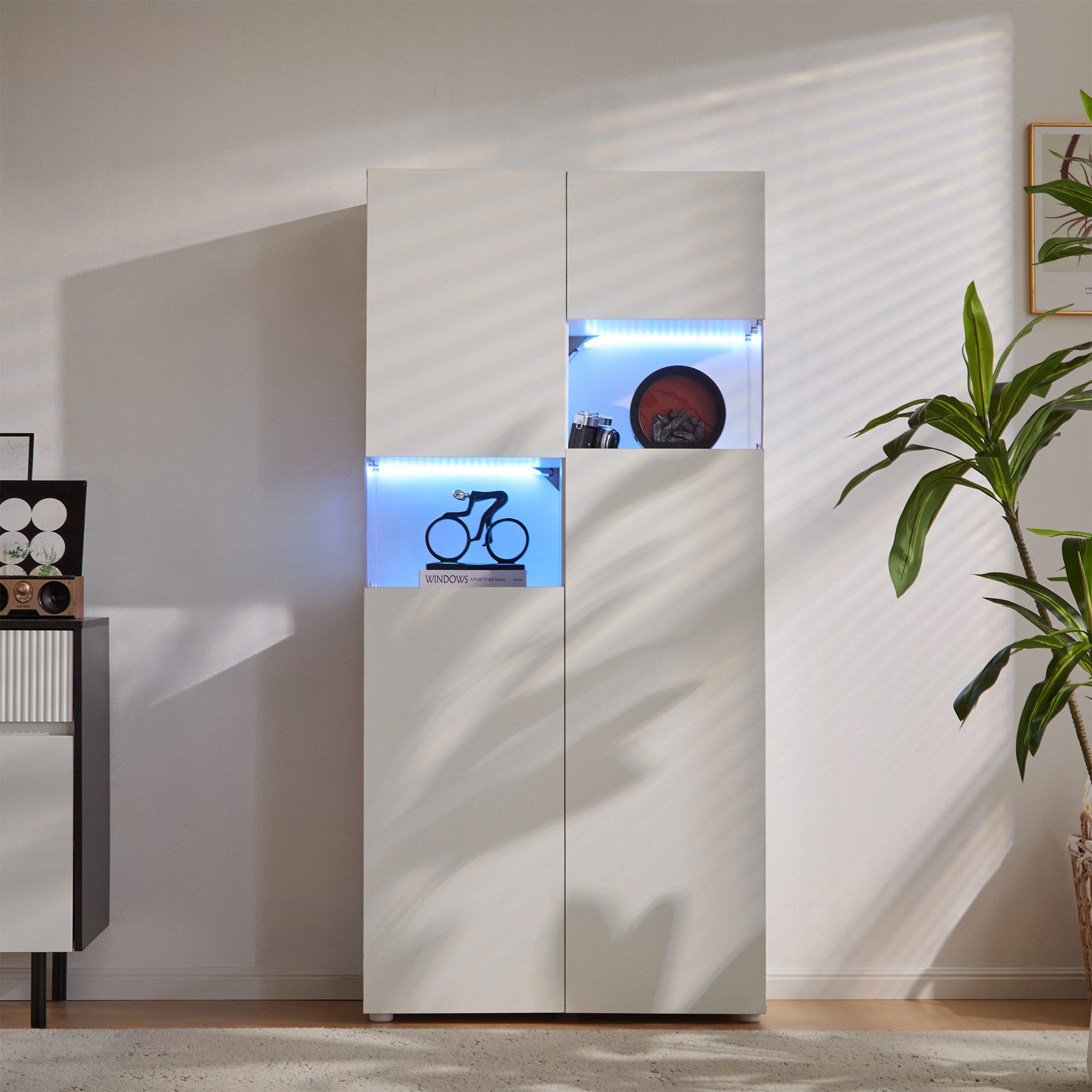 Ulife Vitrine mit LED-Beleuchtung – Hochschrank aus transparentem Acryl in günstig online kaufen