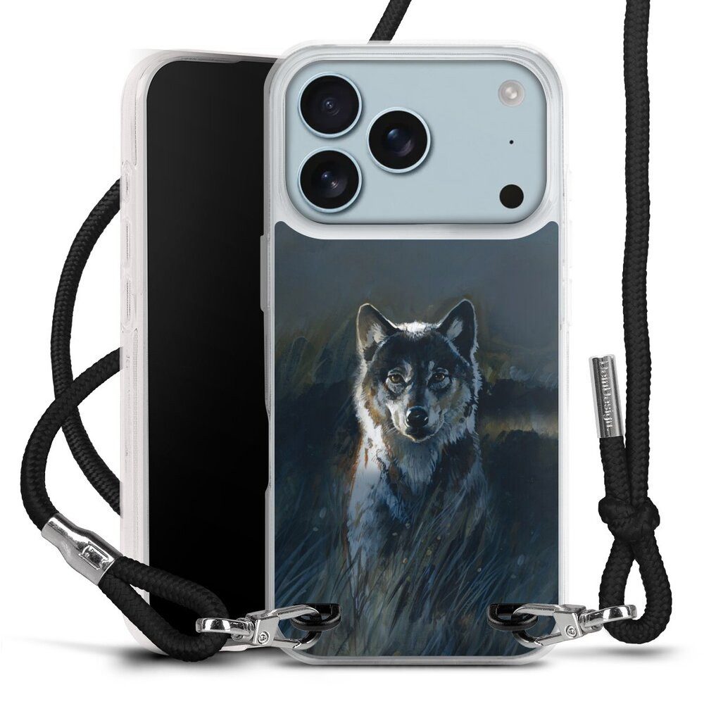 DeinDesign Handyhülle Wolf Natur Malerei Wolf 2, Apple iPhone 17 Pro Handykette Hülle mit Band Case zum Umhängen
