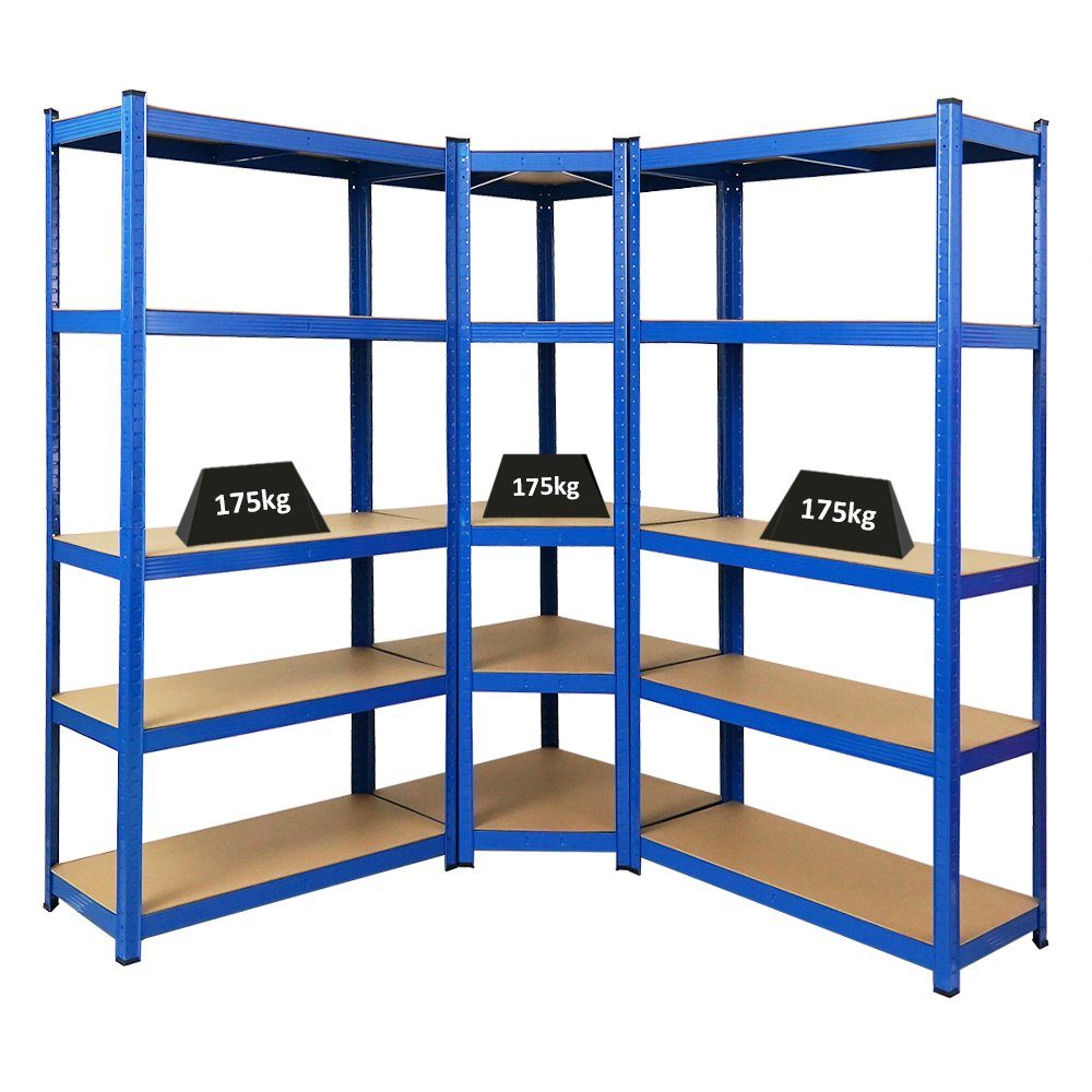PROREGAL® Eckregal Mega Deal 1x Eckregal + 2x Schwerlastregal Ragnar Fachlast 175 kg Blau