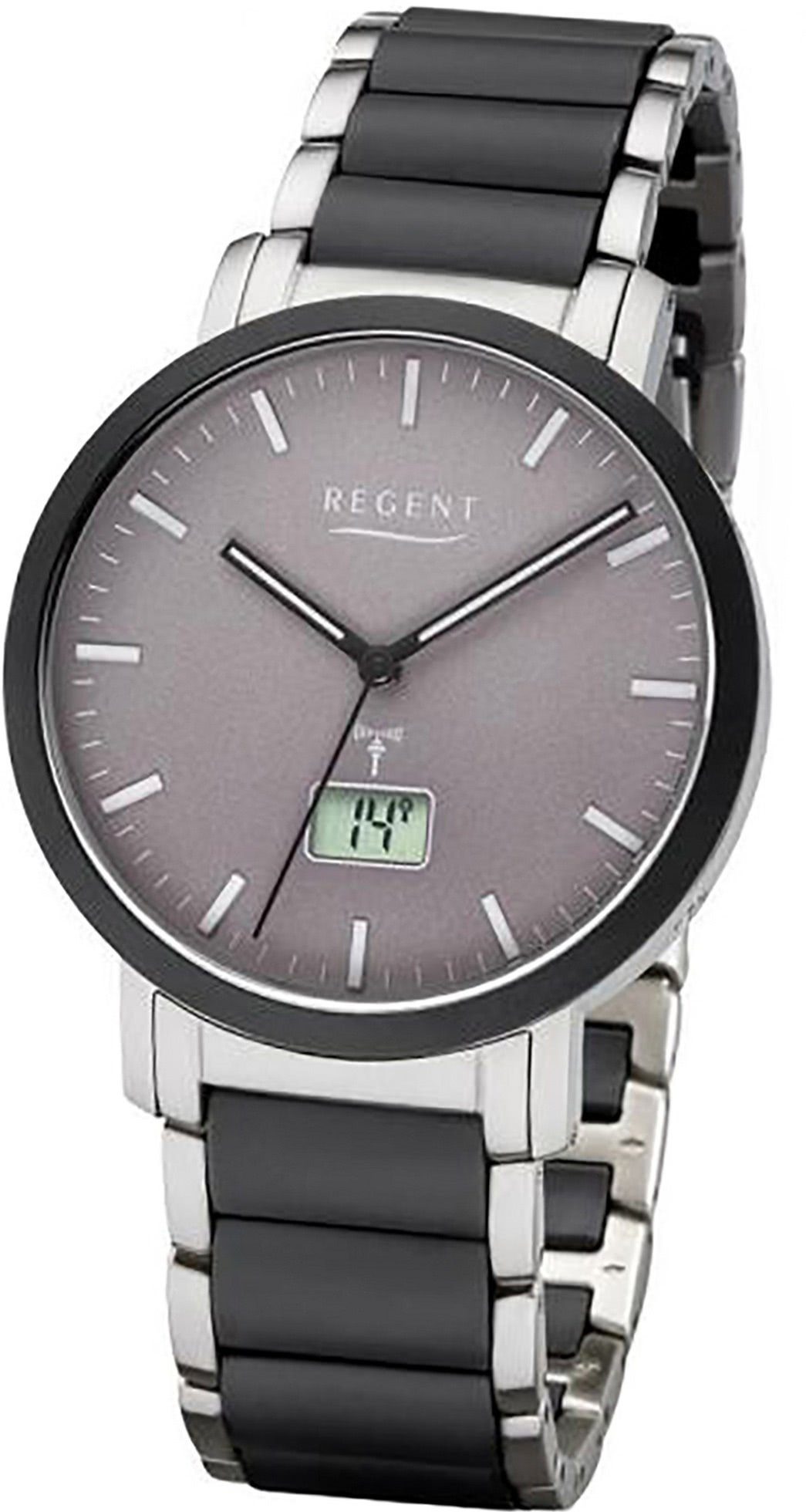 Regent Funkuhr Regent Metall Herren Uhr, Herrenuhr rund (ca. 40mm),  Edelstahl, Metallarmband, Elegant-Style