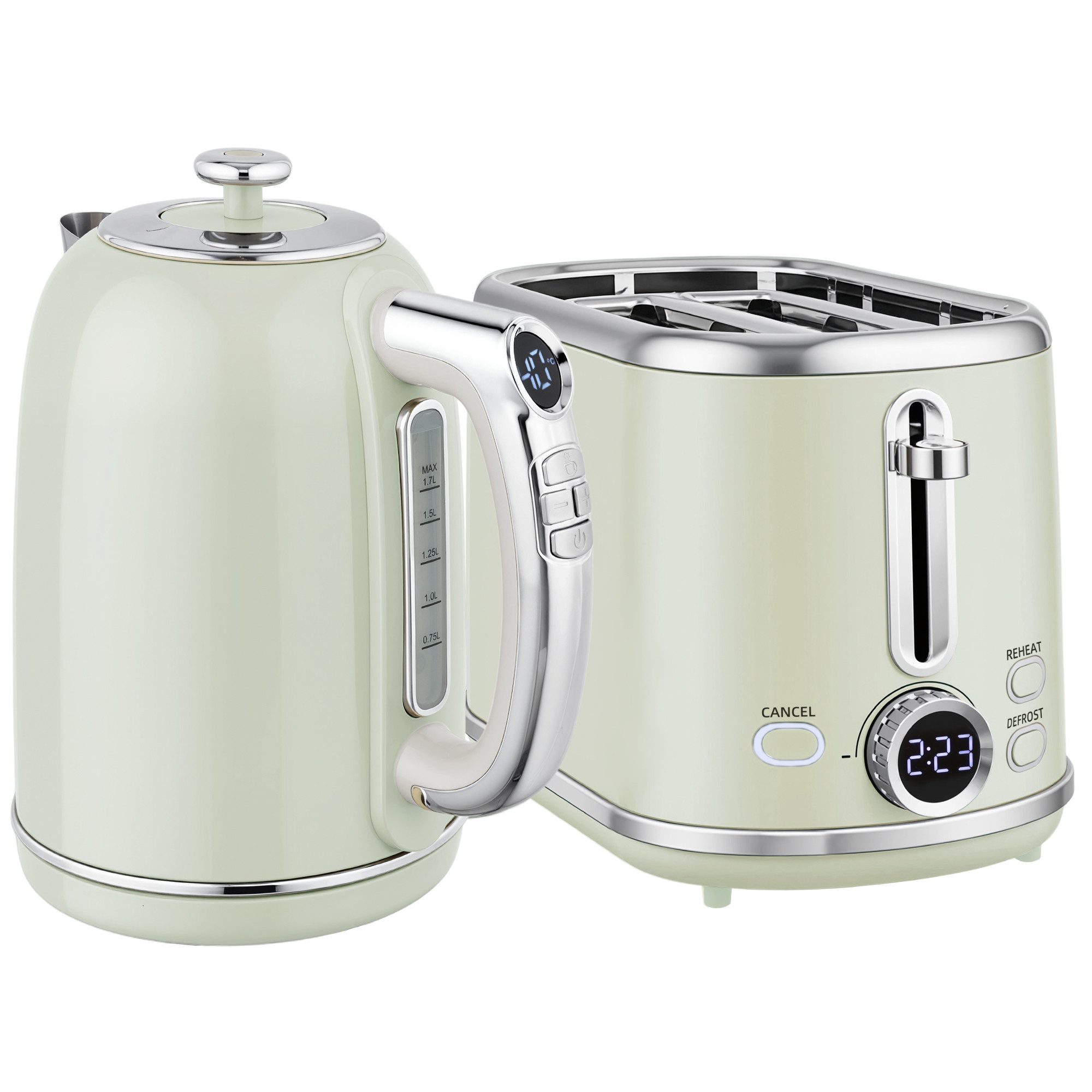 2-in-1-Toaster Wasserkocher Toaster-Set, LED-Anzeige, 1,7 Liter, 2200W