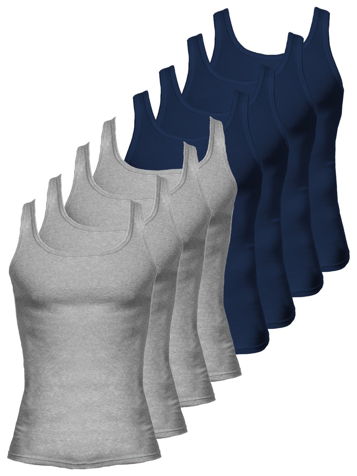 KUMPF Achselhemd 8er Sparpack Herren Unterhemd Bio Cotton (Spar-Set, 8-St) - steingrau-melange navy