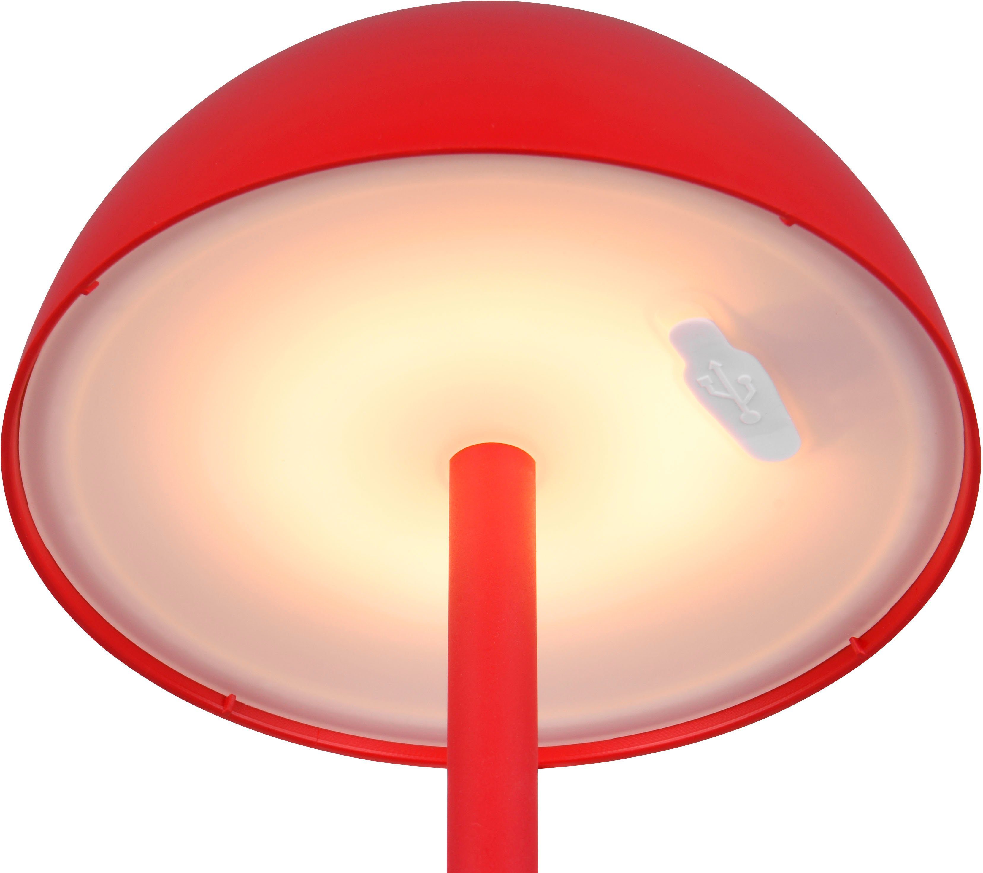 my home LED Außen-Tischleuchte Abbey Tischleuchte (Stück), Dimmfunktion, USB-Ladefunktion, LED fest integriert, Warmweiß, Outdoor Akku Tischlampe Pilzdesign, USB-C, 4-fach Touch Dimmer, IP54