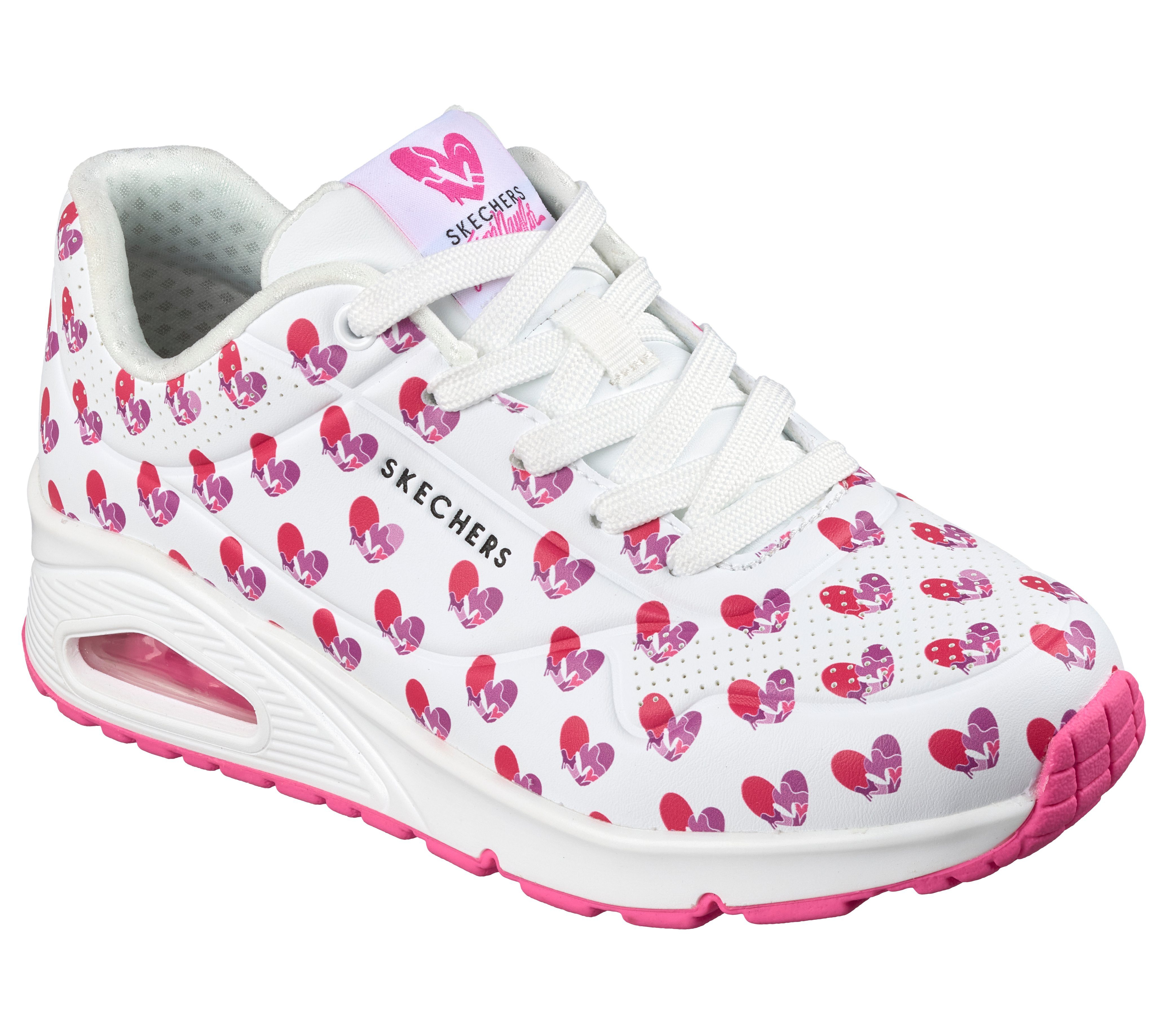 Skechers UNO-LIVE COLORFULLY Sneaker Freizeitsneaker, Schnürschuh mit allover Herzen-Print