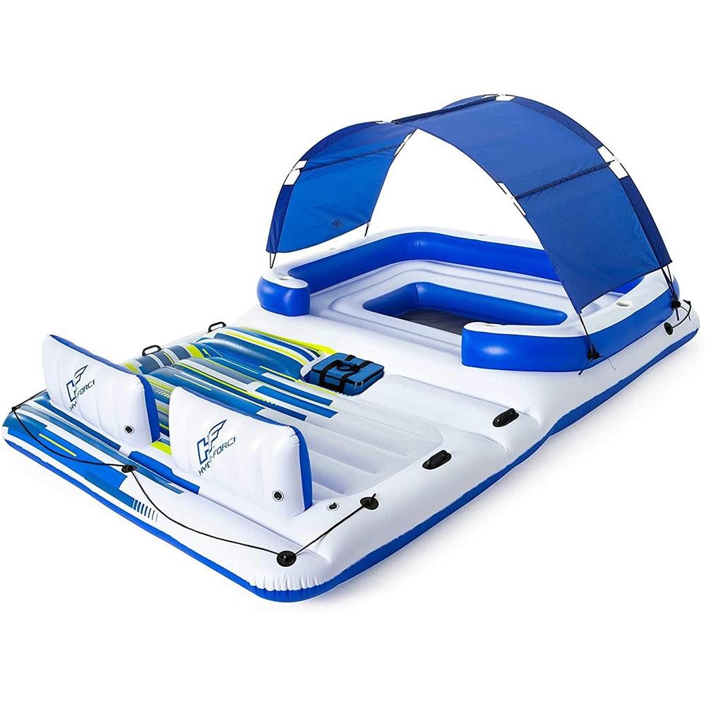 Bestway Badeinsel Hydro-Force 6- Personen Badeinsel Tropical Breeze, 389 x 274 cm Badeinsel See Meer