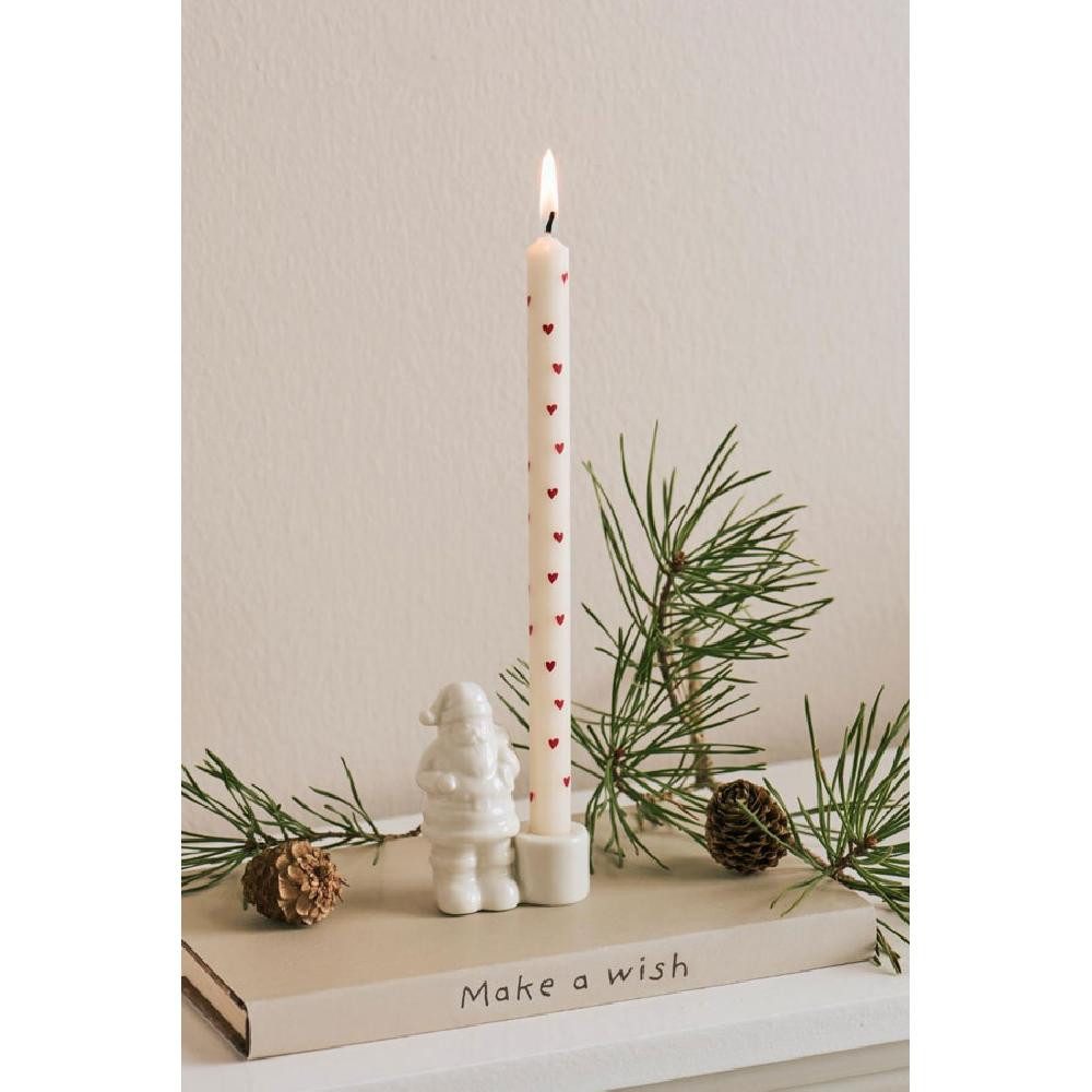 Ib Laursen Tafelkerze Ib Laursen Kerze schmal hoch mit roten Herzen günstig online kaufen