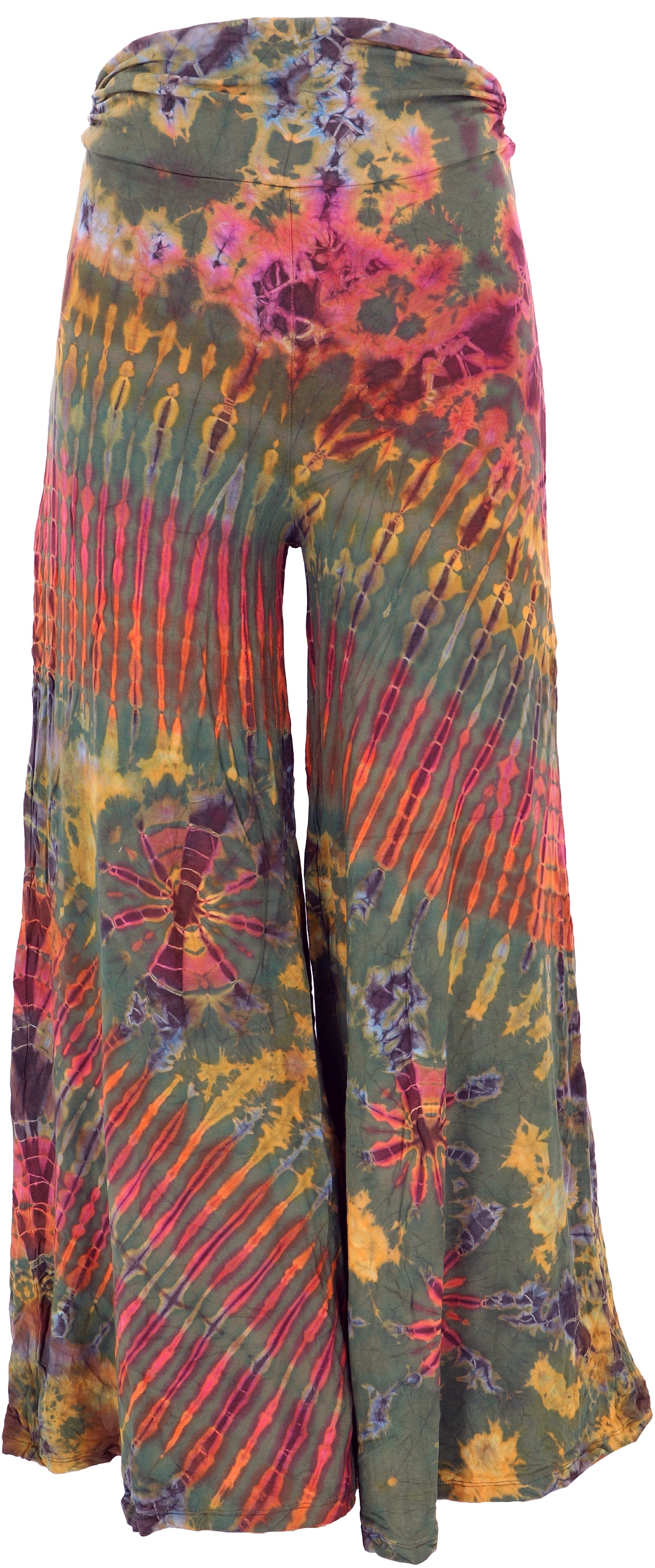 Guru-Shop Hose & Shorts Weite Batikhose, Unikat Boho Schlaghose,.. alternative Bekleidung