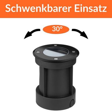 LEDANDO LED Einbaustrahler LED Bodeneinbaustrahler Set - Schwenkbar und Dimmbar - Schwarz - 5W LE