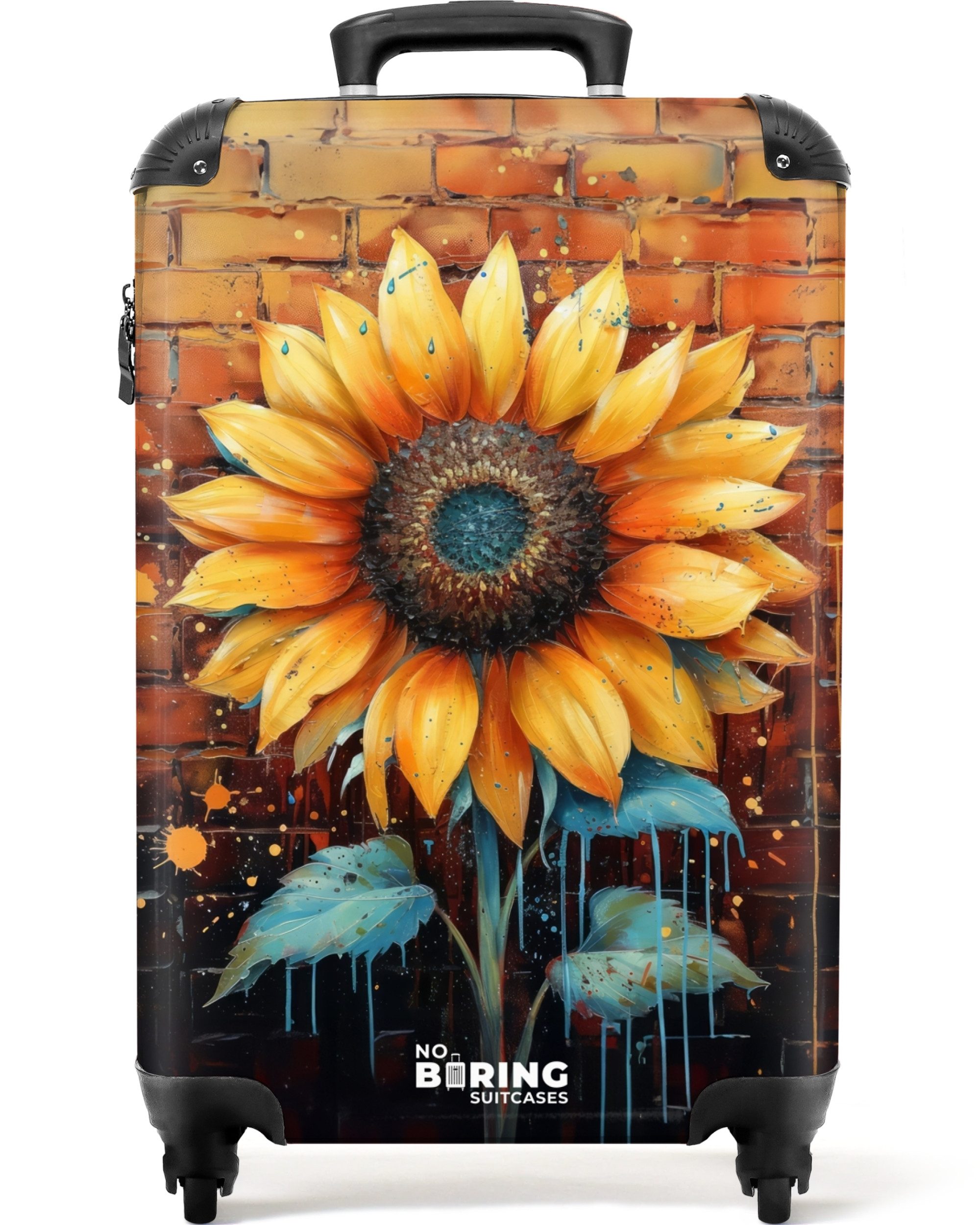 NoBoringSuitcases.com© Hartschalen-Trolley Sonnenblume im Graffiti-Stil 55x günstig online kaufen