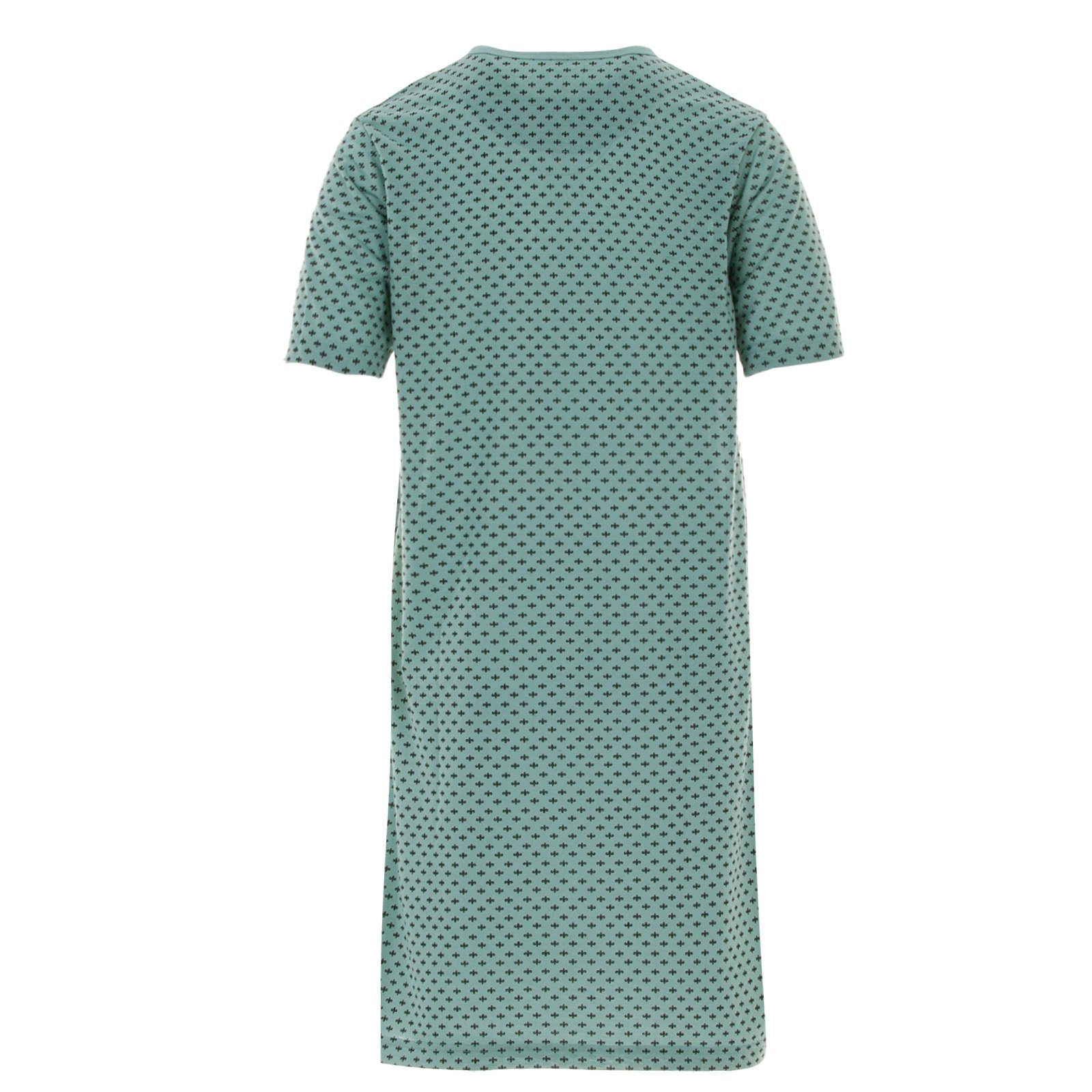 Lucky Druck - Nachthemd grün uni Nachthemd klassischer Brusttasche Kurzarm