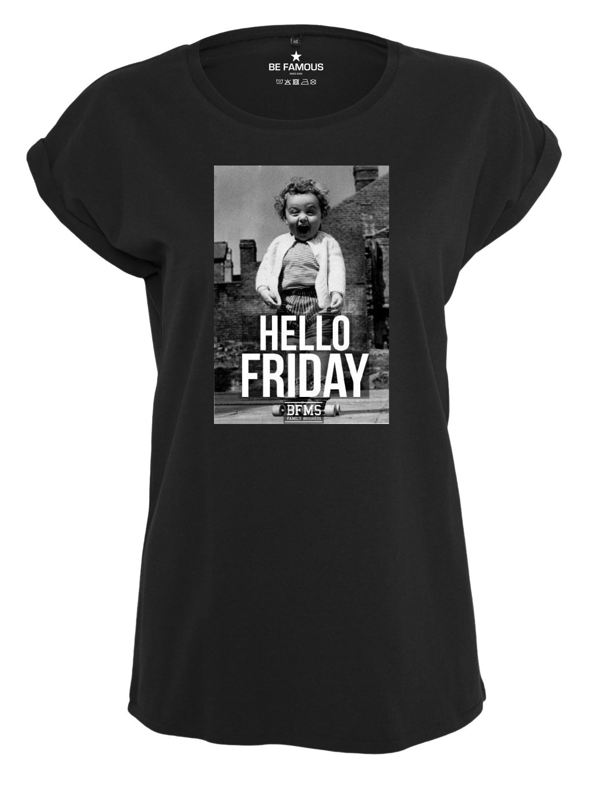 Be Famous Print-Shirt Classic Roll Up Hellofri (1-tlg., keine)
