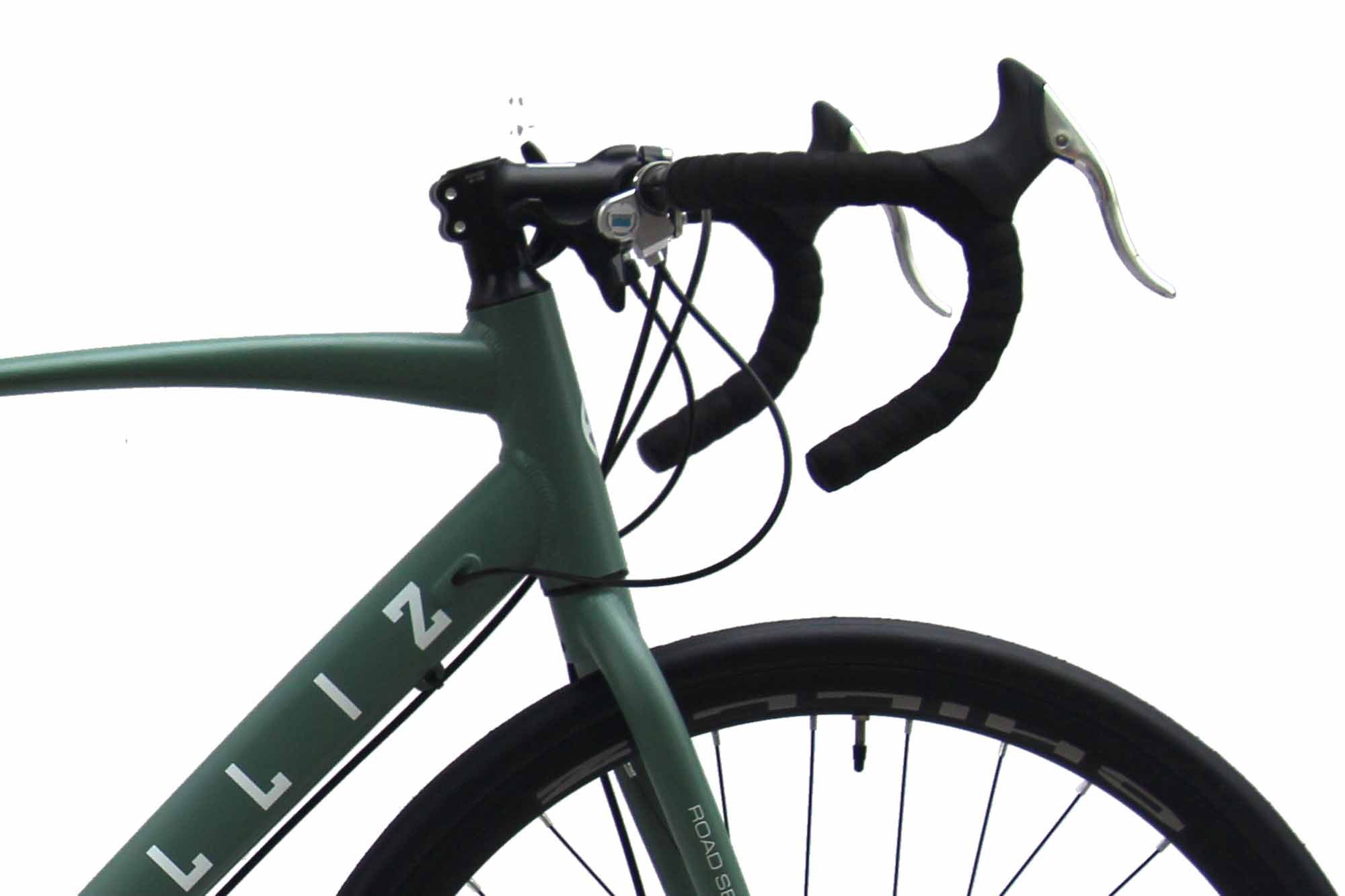 CHILLIZ road bike, 28-inch RDB2.1 green, 14-speed Shimano gears, frame size 57 cm, 28mm slick tires, Zoom disc brakes